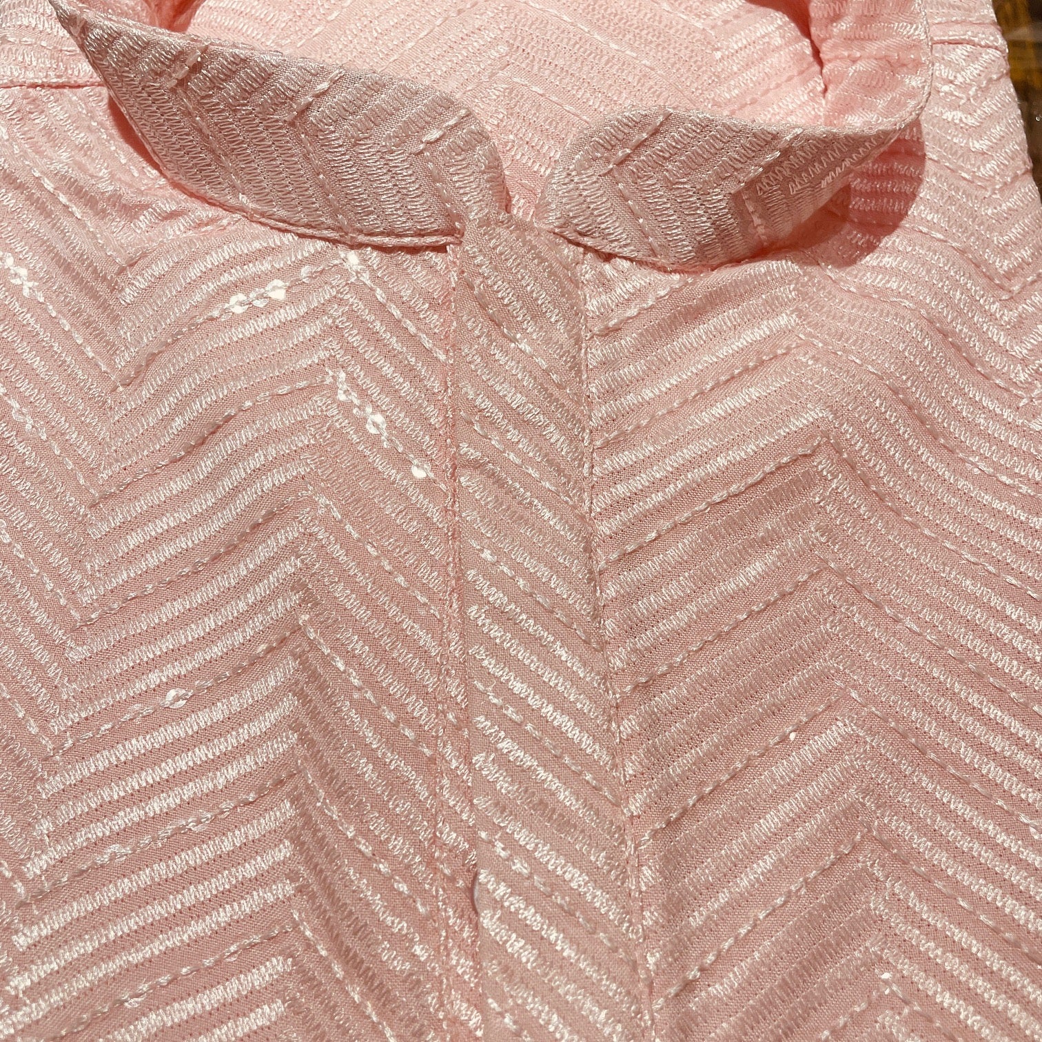 Blush Pink Chevron Sequin Kurta - Vintage India NYC