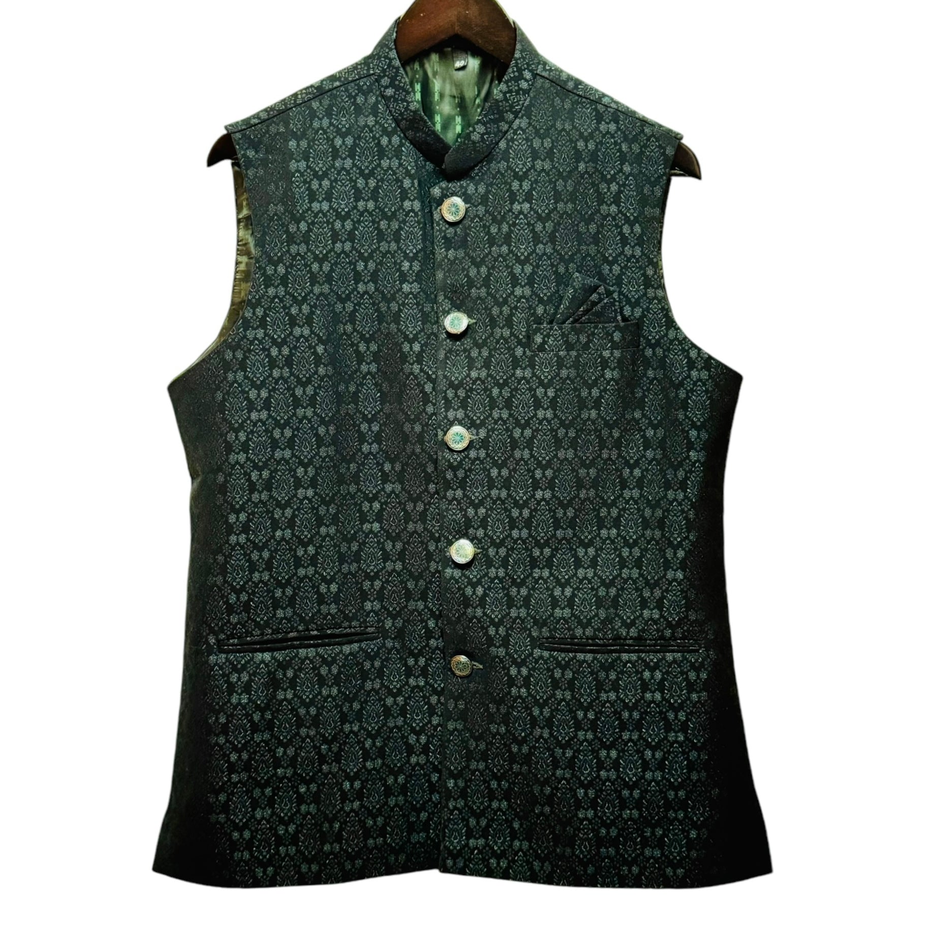 YD Bottle Green Jacquard Vest