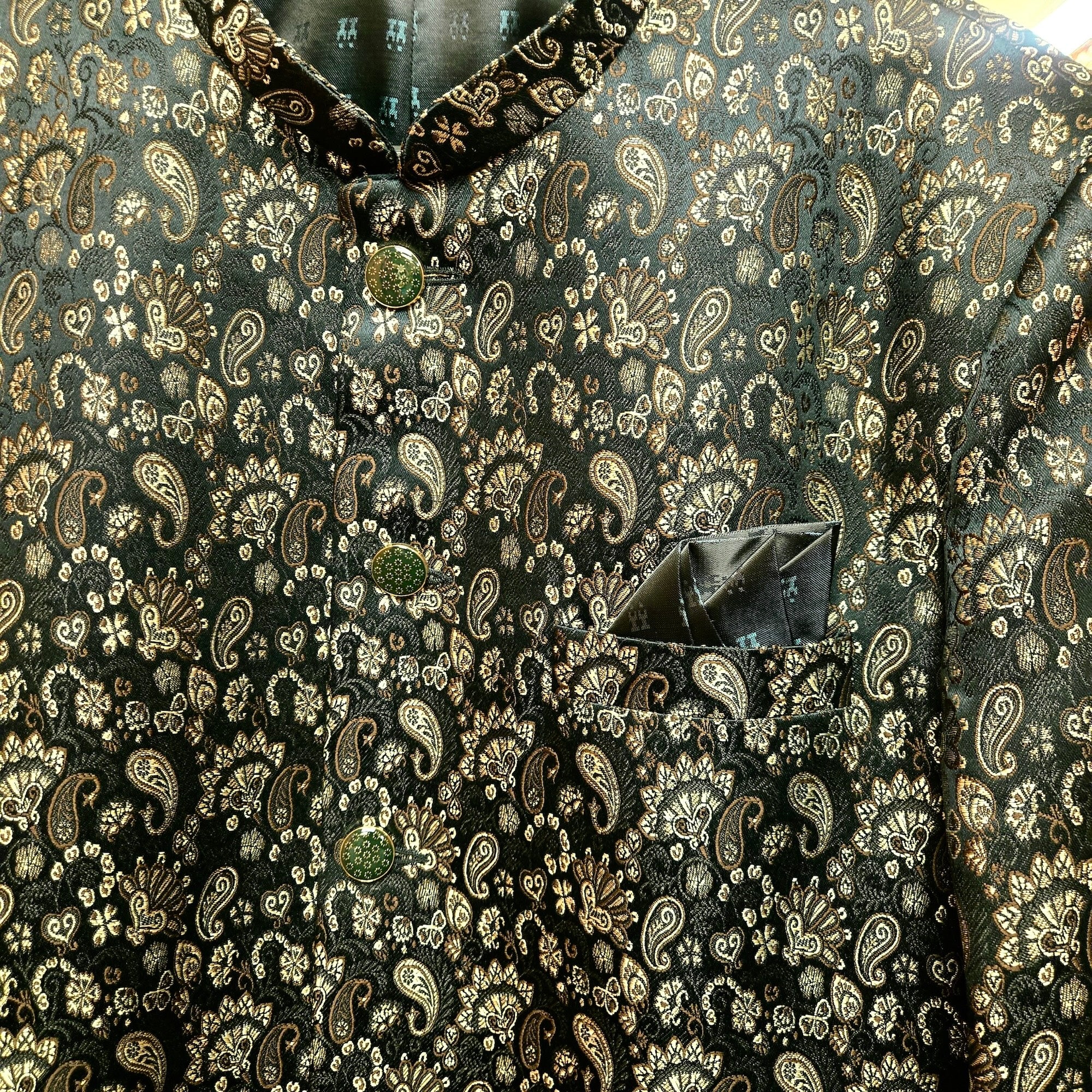 Bottle Green Paisley Jodhpuri Jacket