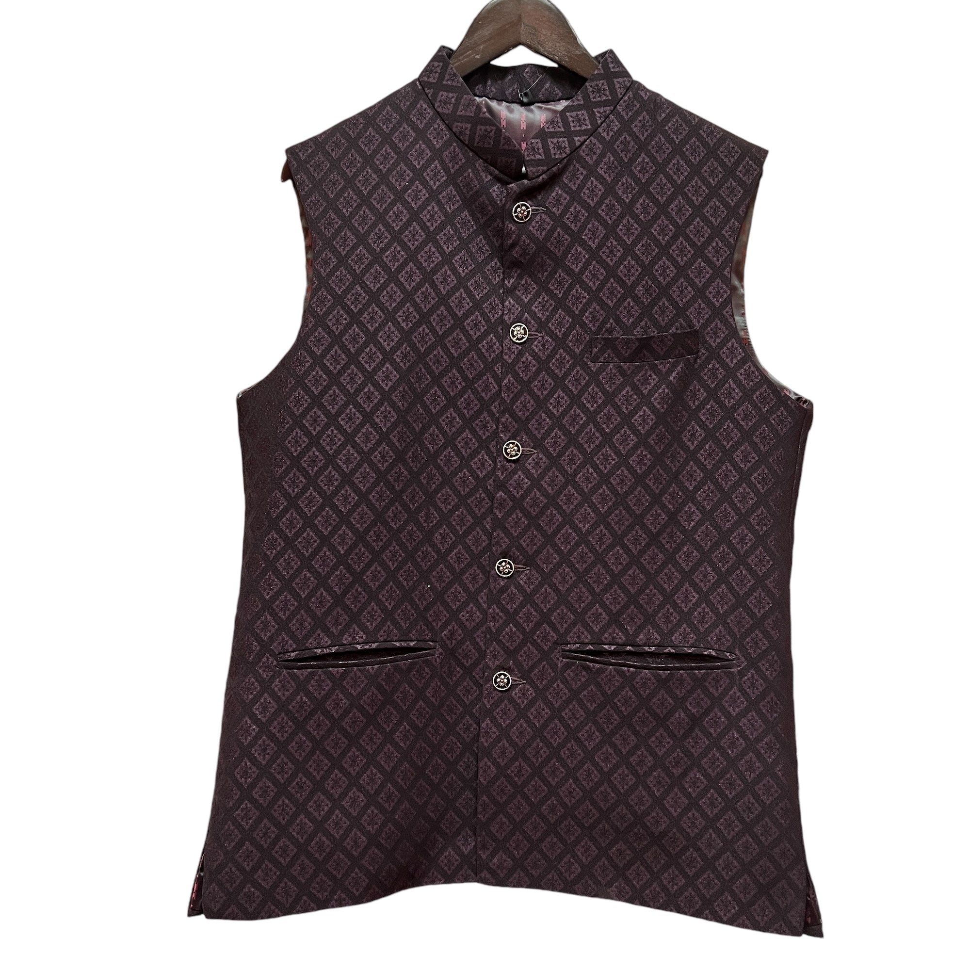 Burgundy Diamond Star Jacquard Vest