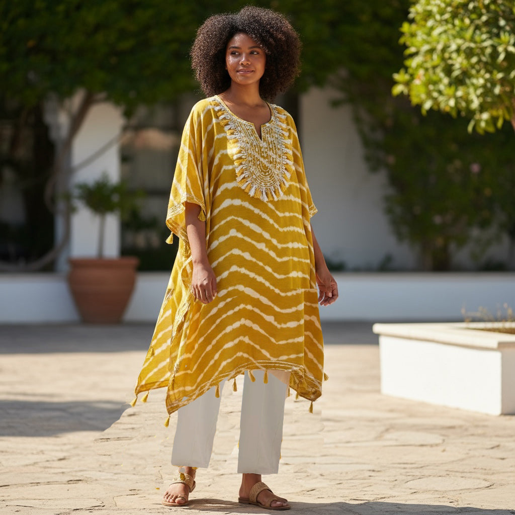 Mustard Kaftan Kurta Set