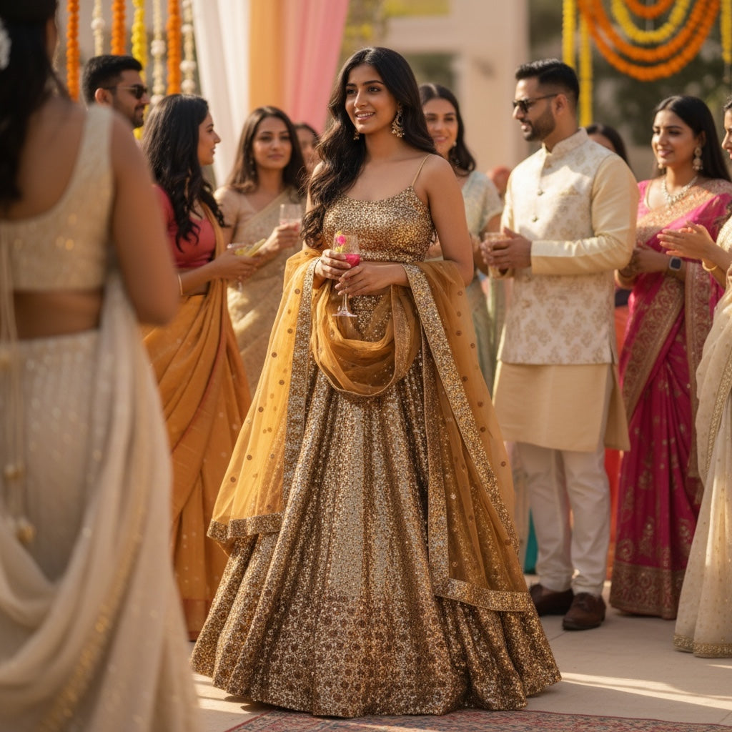 Copper Gold Lehenga Set - Vintage India NYC