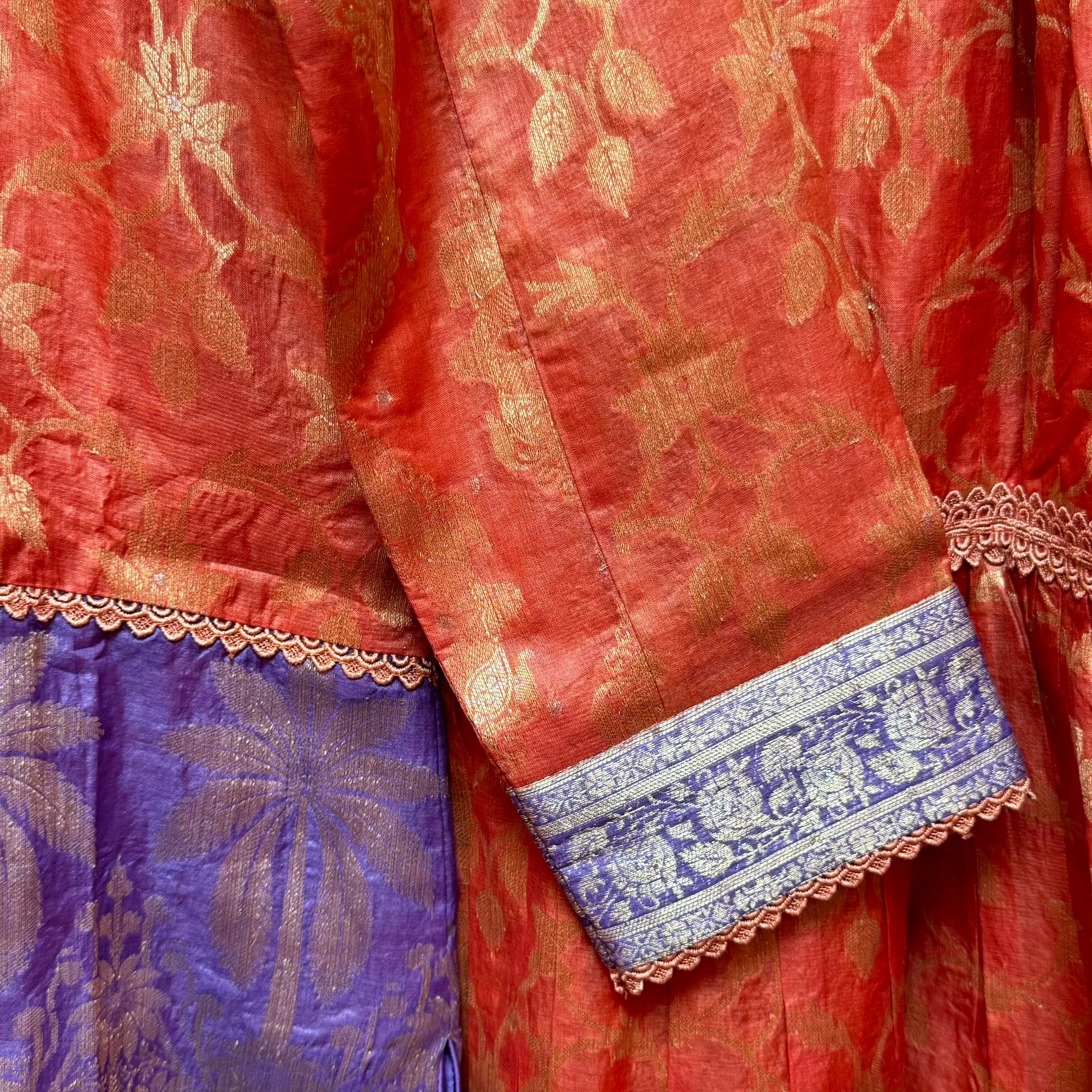 Coral & Violet Banarasi Silk Gharara Set- Size 38