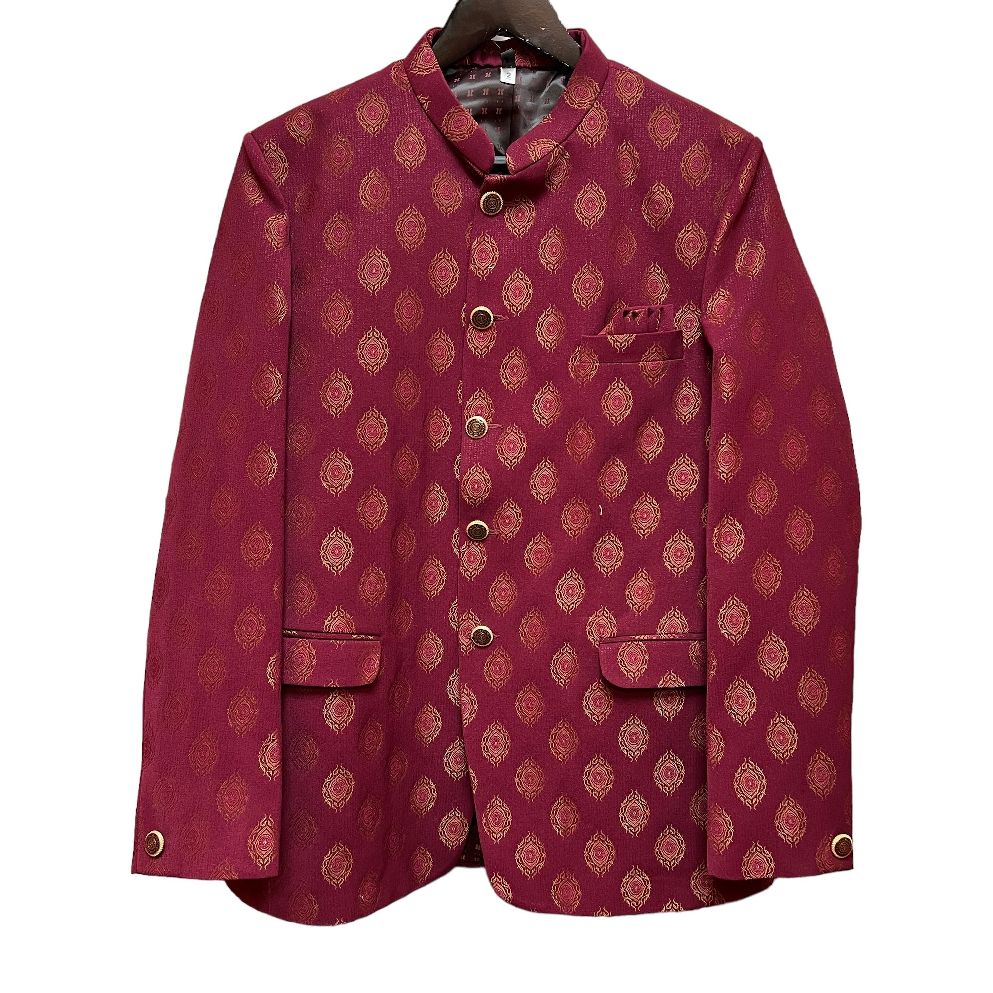 Crimson Jodhpuri Jacket - Vintage India NYC