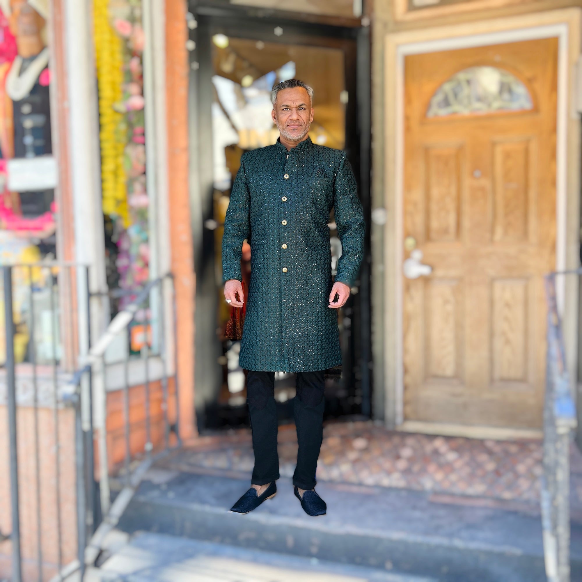 Emerald Lucknowi Heavy Embroidered Sherwani