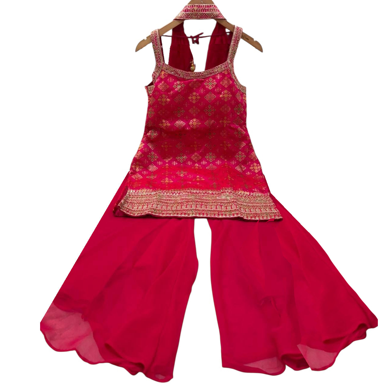Dark Pink Kurti Palazzo Set