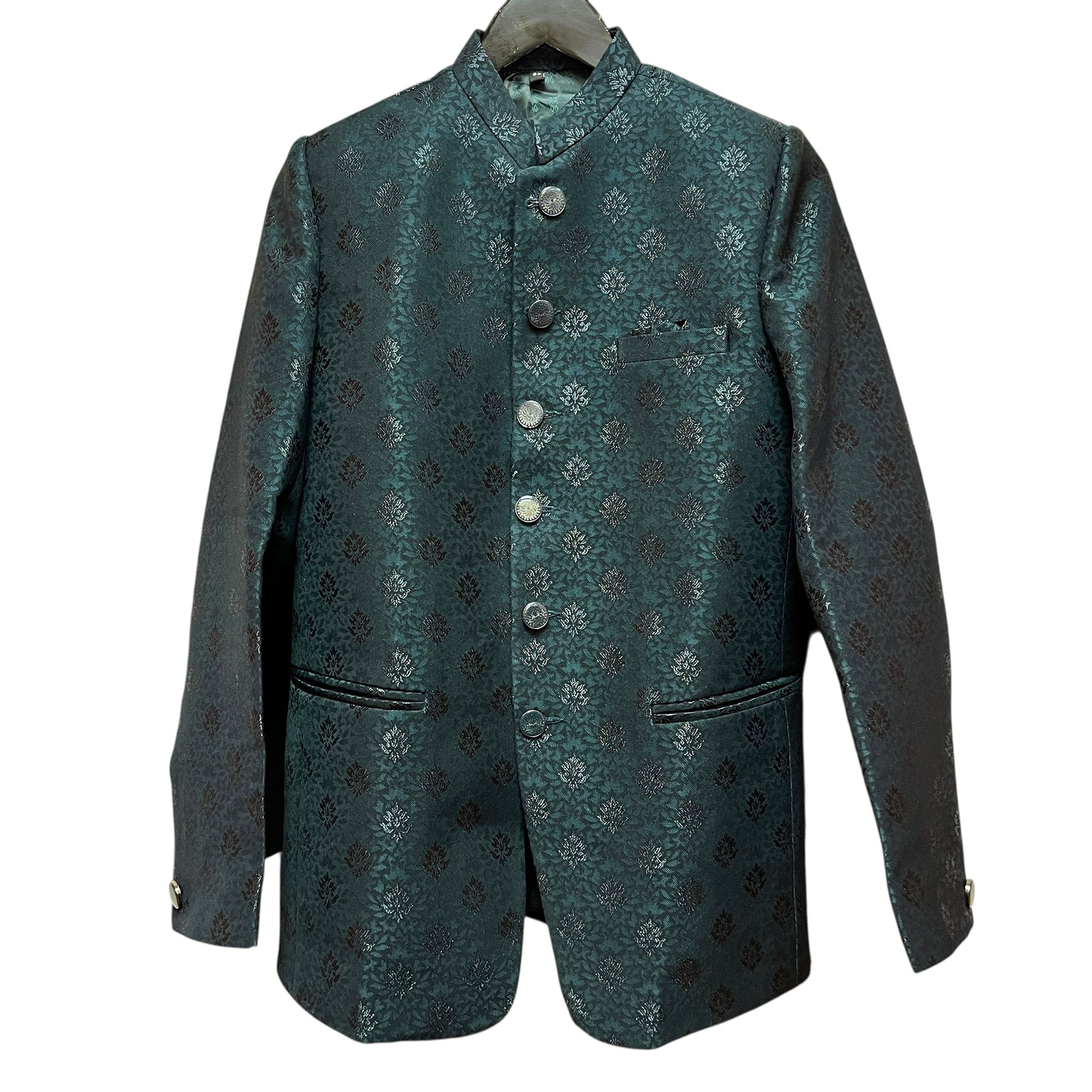 Dark Green Botanical Jodhpuri Jacket