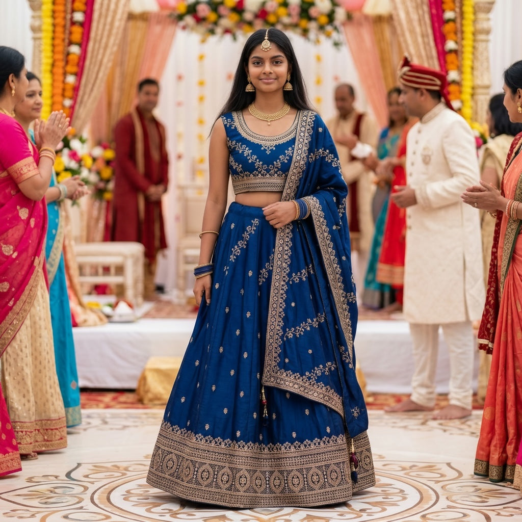 DT Floral Vine Embroidered Lehengas-2 Colors - Vintage India NYC