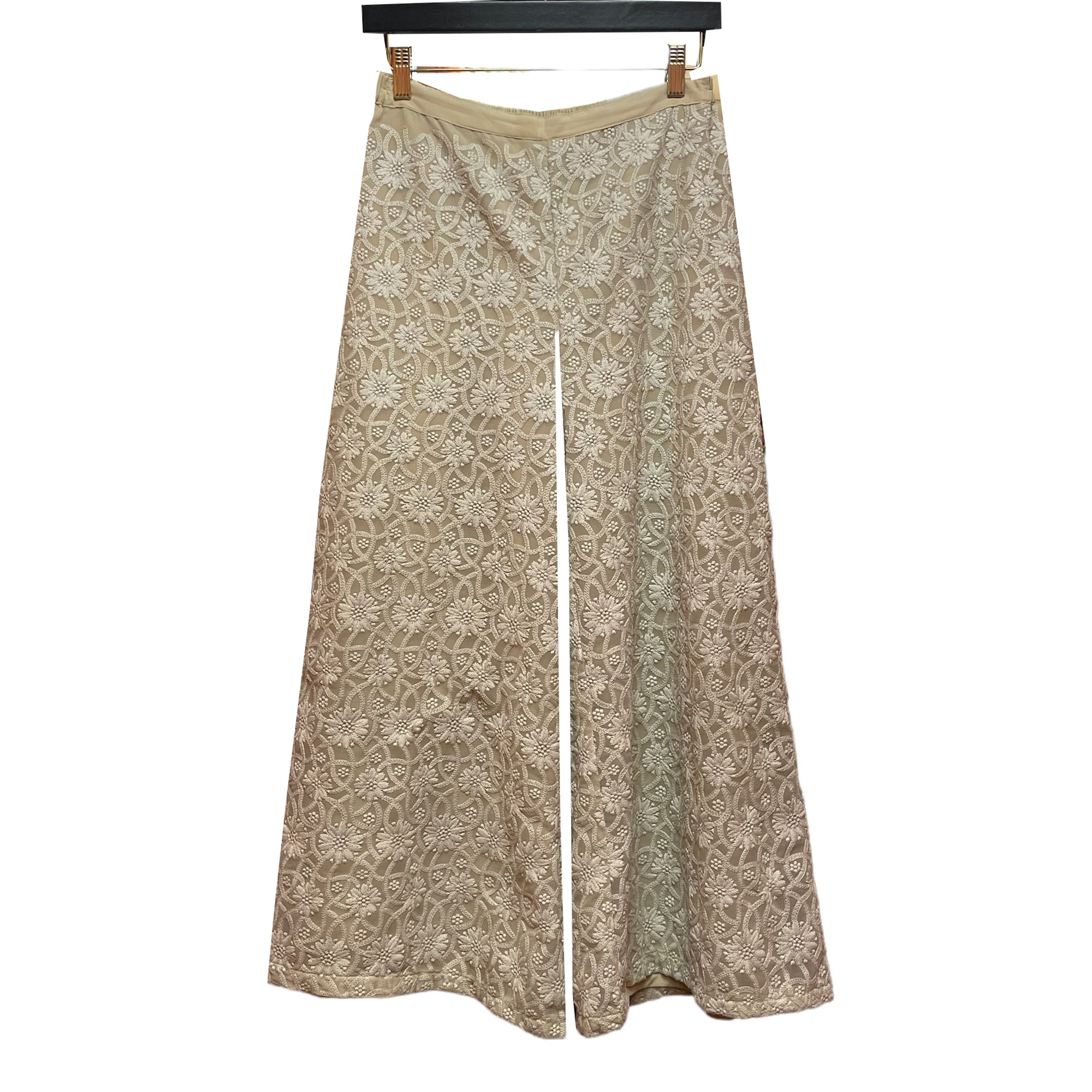 Handmade Ecru Sharara Cropped Pants - Vintage India NYC
