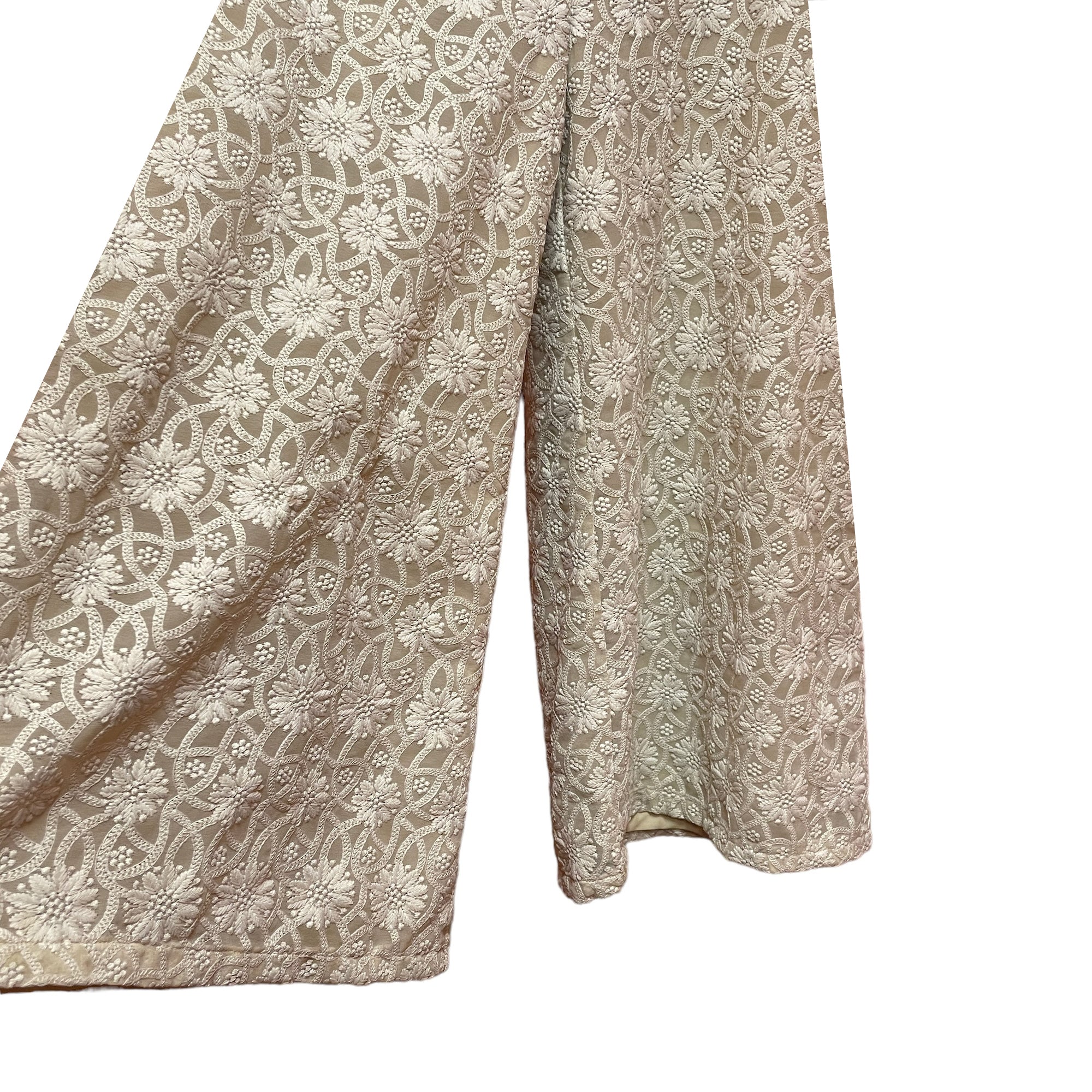 Handmade Ecru Sharara Cropped Pants - Vintage India NYC