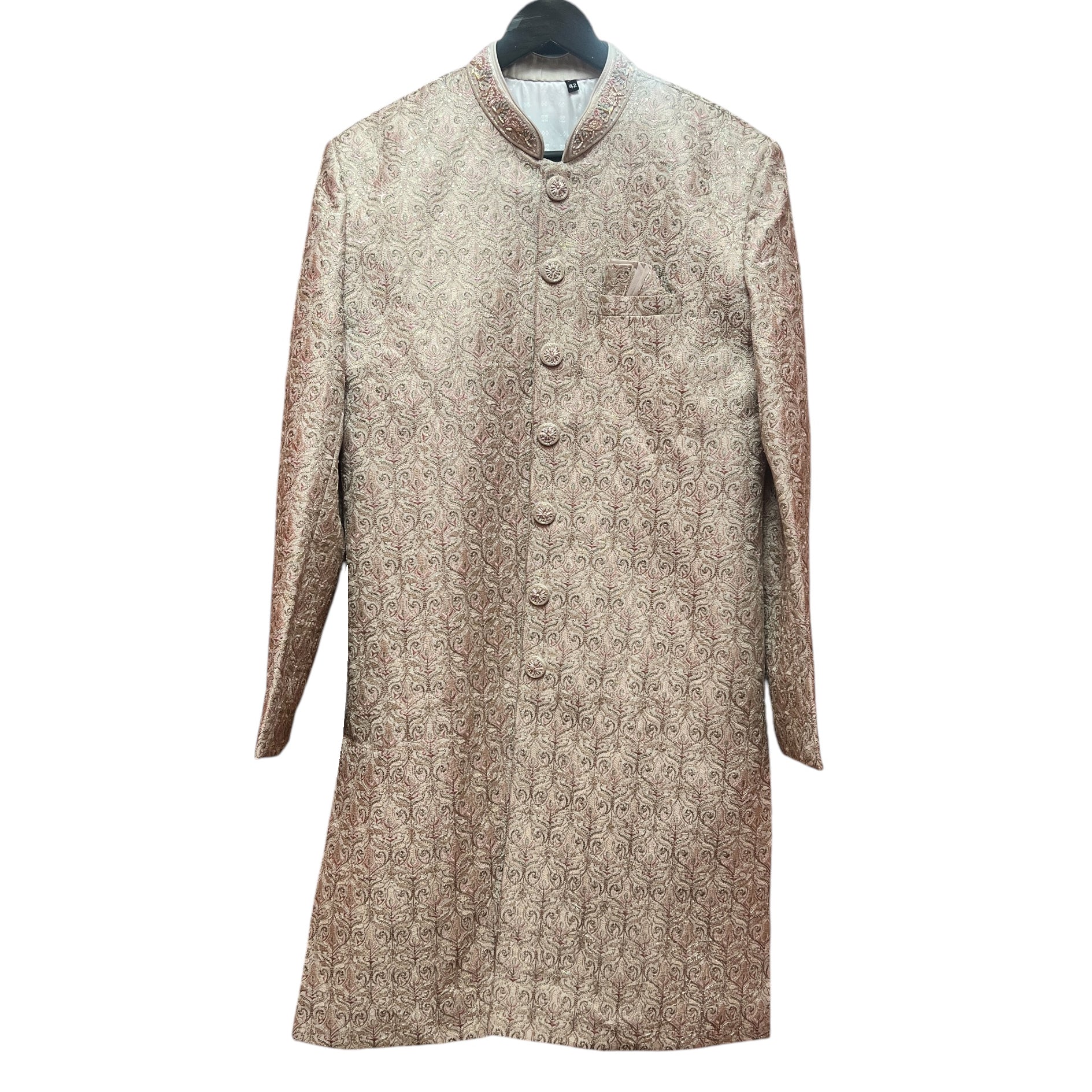 Light Gold Embroidered Sherwani