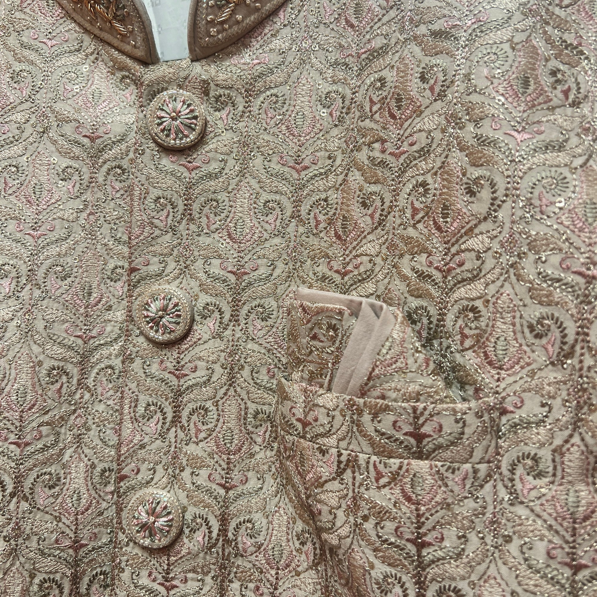 Light Gold Embroidered Sherwani