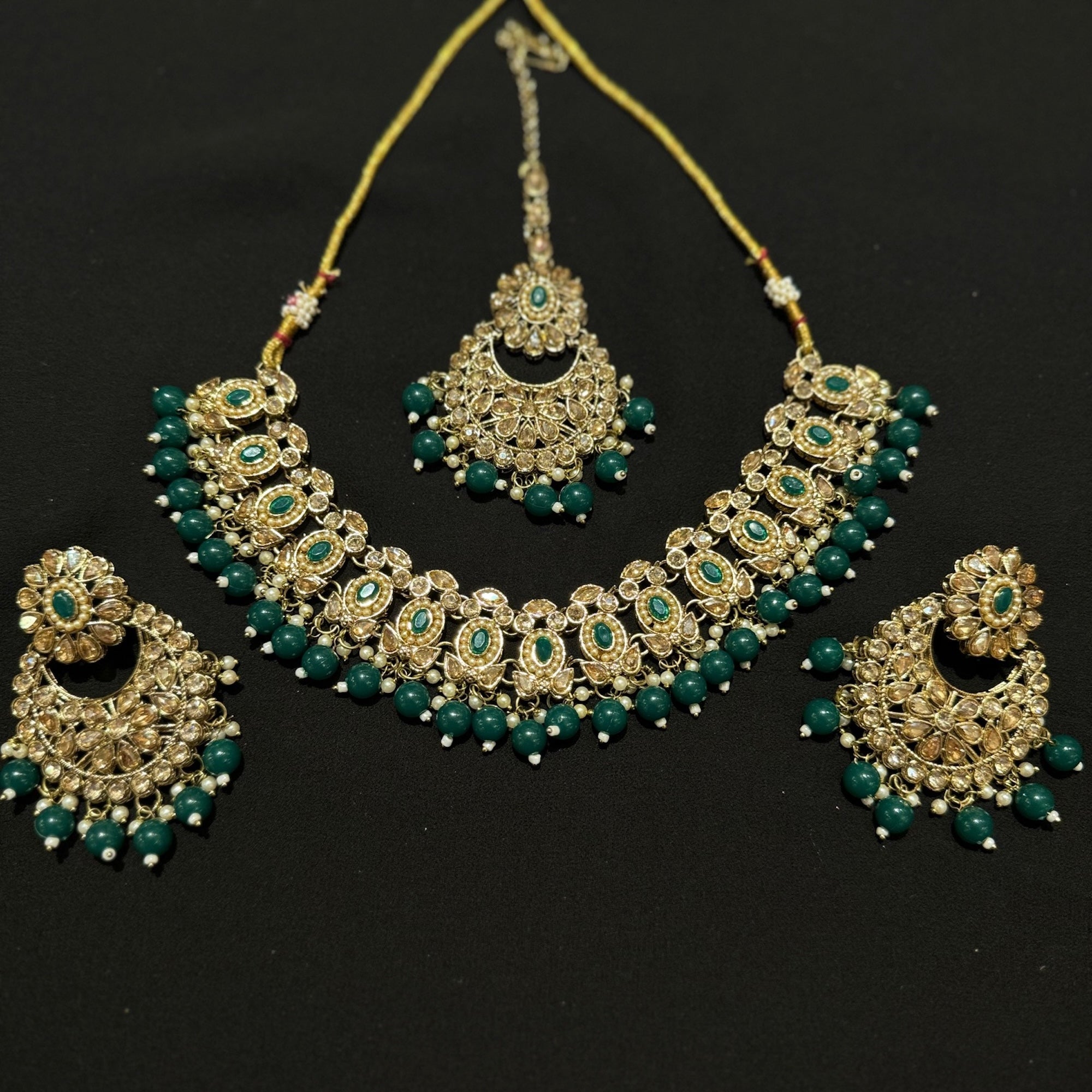 DT Oval Stone Chandbali Necklace Sets-Many Colors