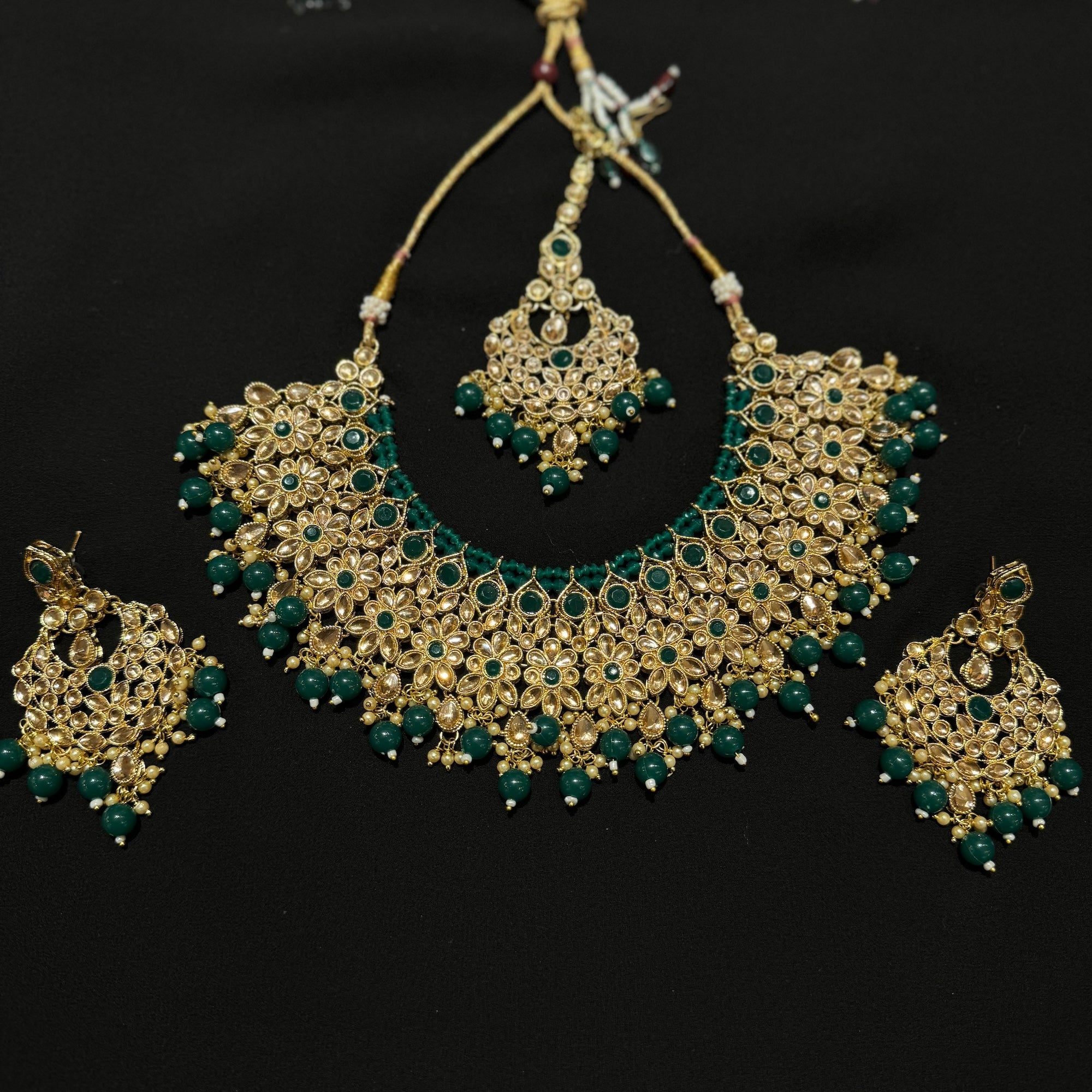 DT Flower Kundan Chandbali Necklace Sets-Many Colors