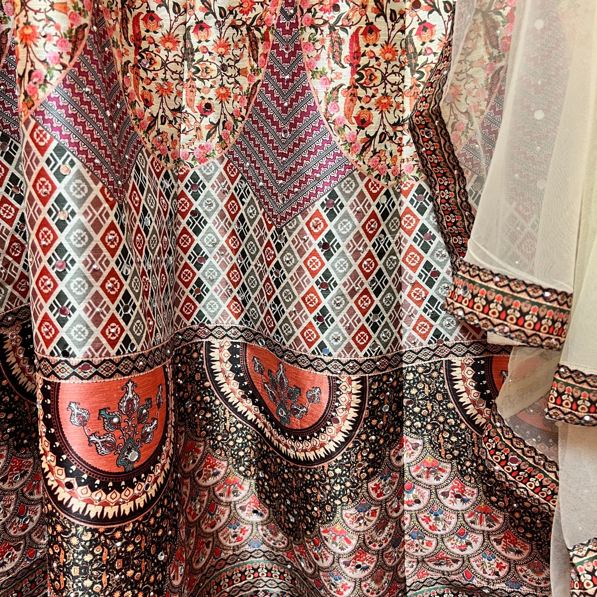 Printed Mughal Floral Lehenga Set