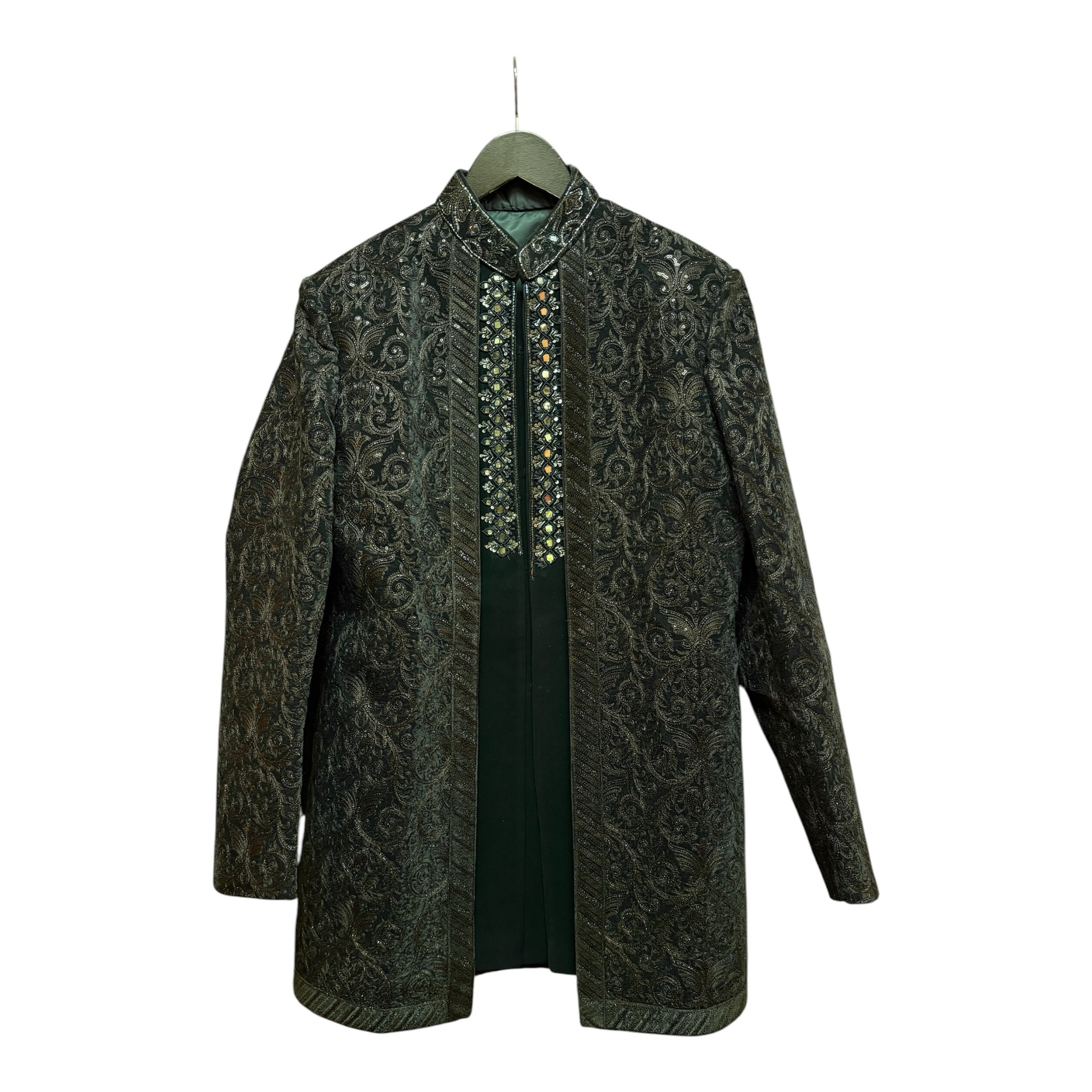 Forest Velvet Heavywork Indowestern Sherwani