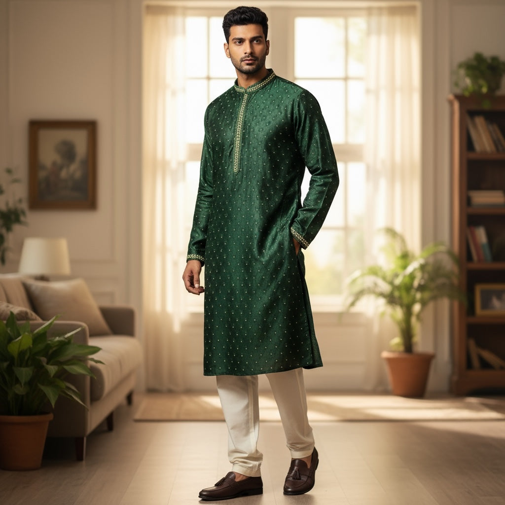 Scallop w Gold Kurta-Colors - Vintage India NYC