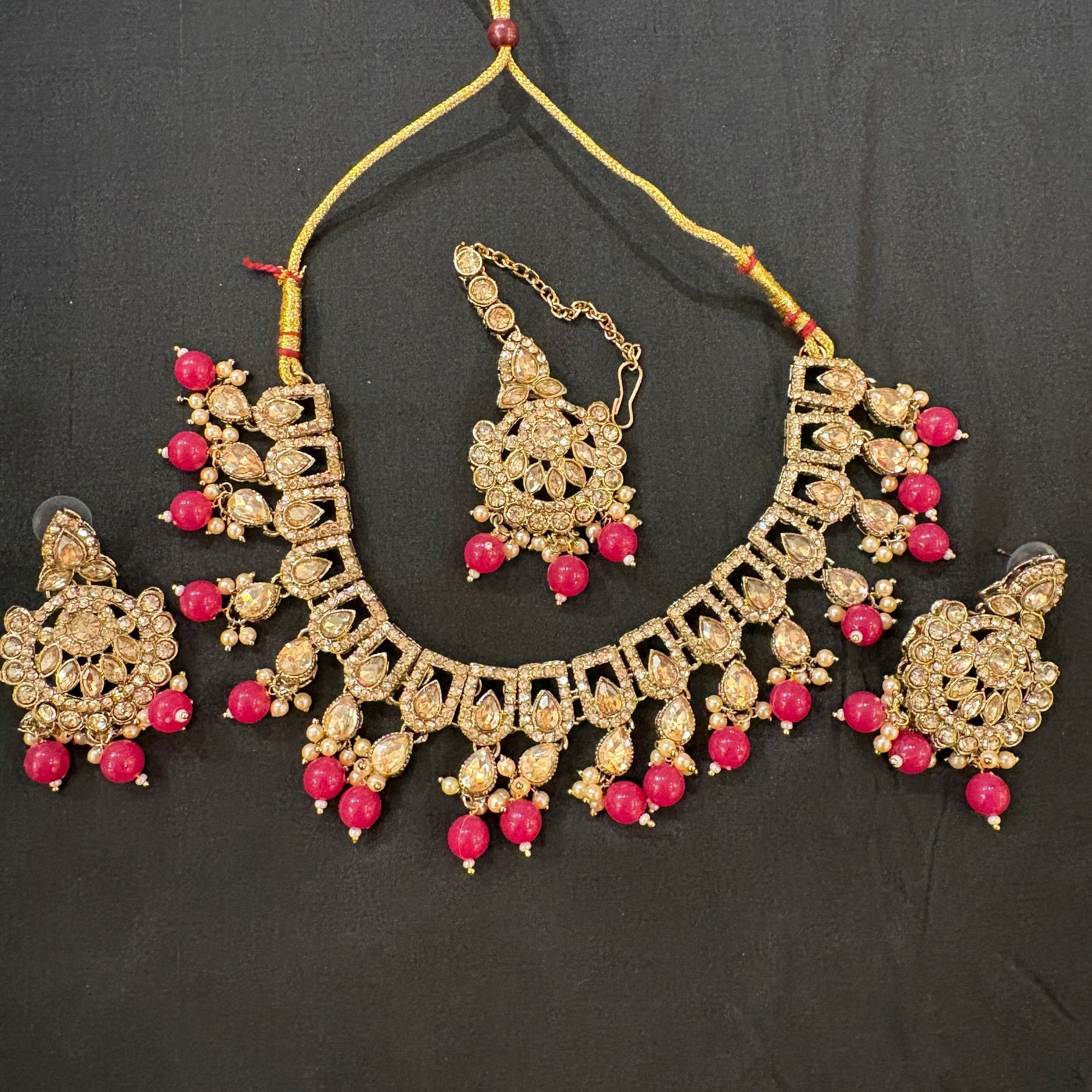 DT Flower Drop Necklace Sets-Many Colors - Vintage India NYC