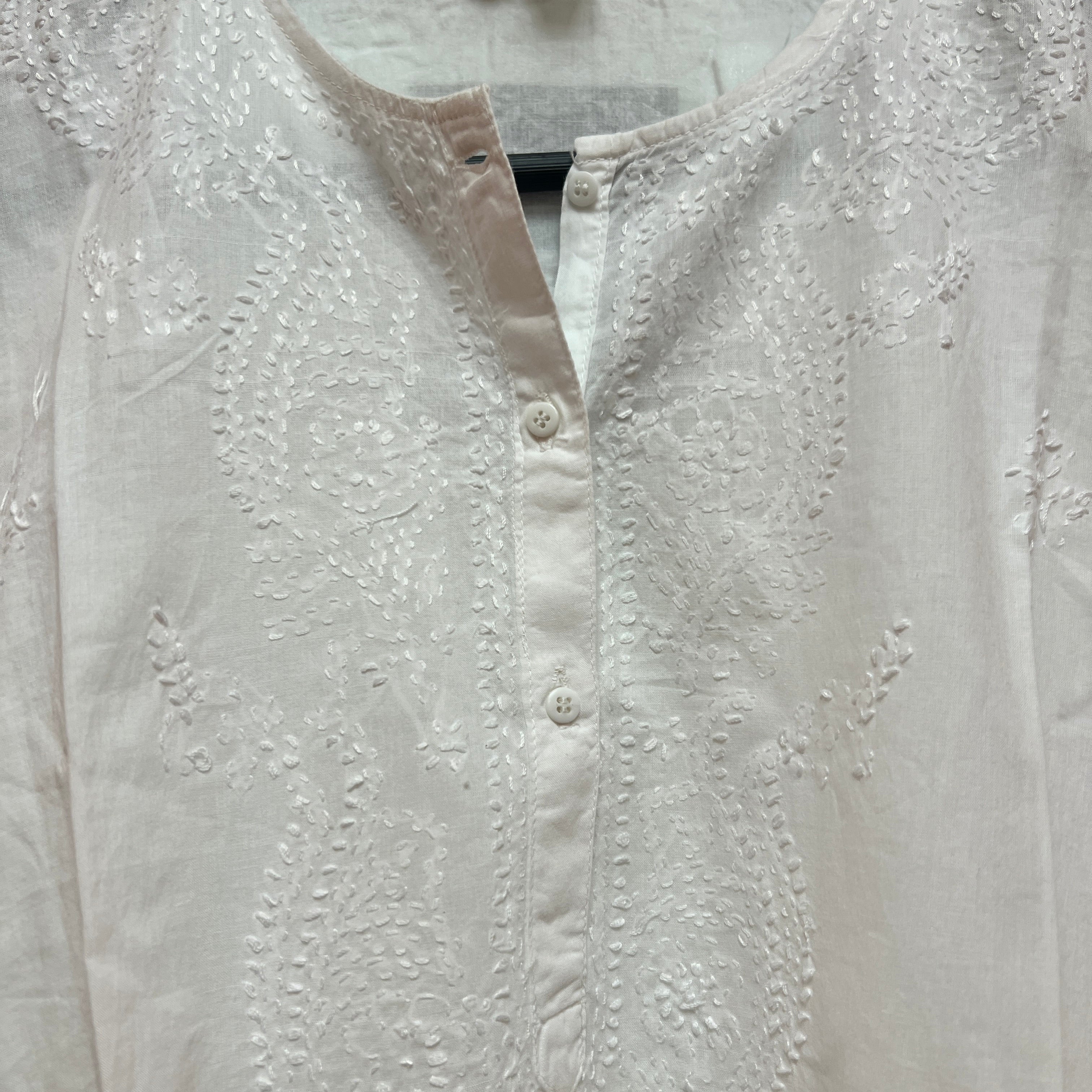 LH White Organic Cotton 3 Button Short Kurta-Size 42-44