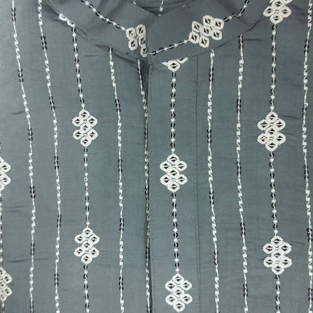 DT Streaming Butti  Kurta-Dusty Blue