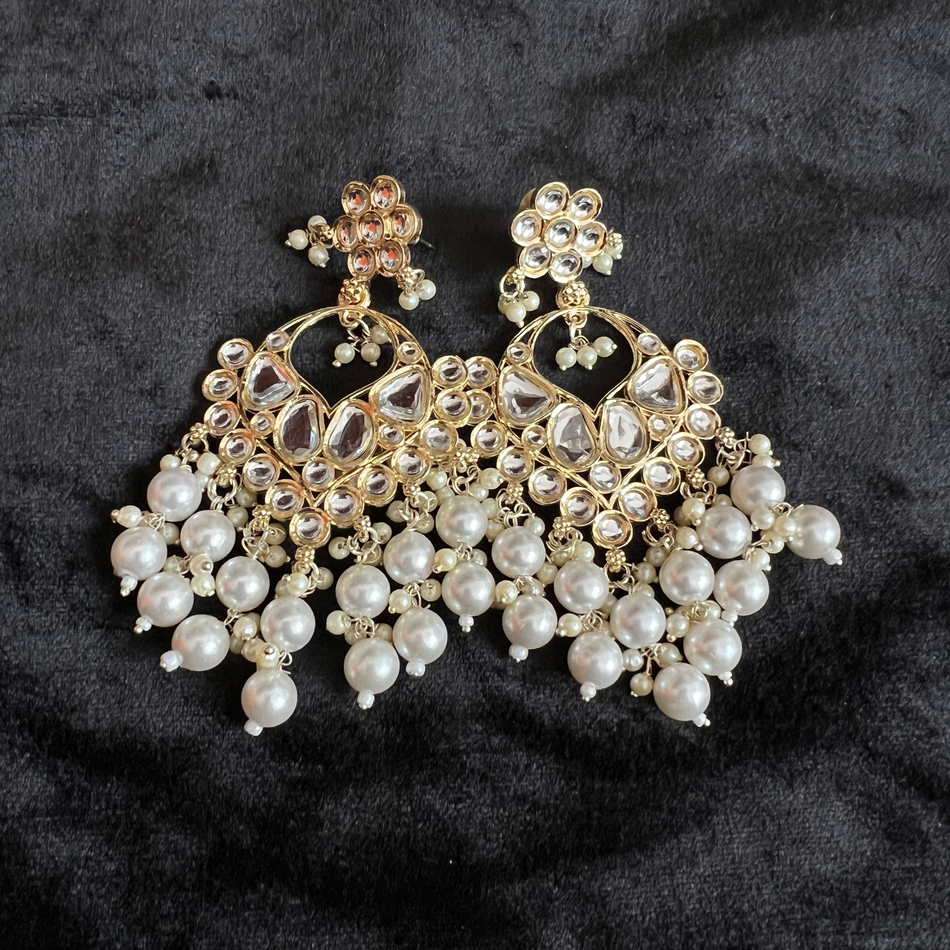 Large White Stone & Pearl Earrings- Many Styles - Vintage India NYC
