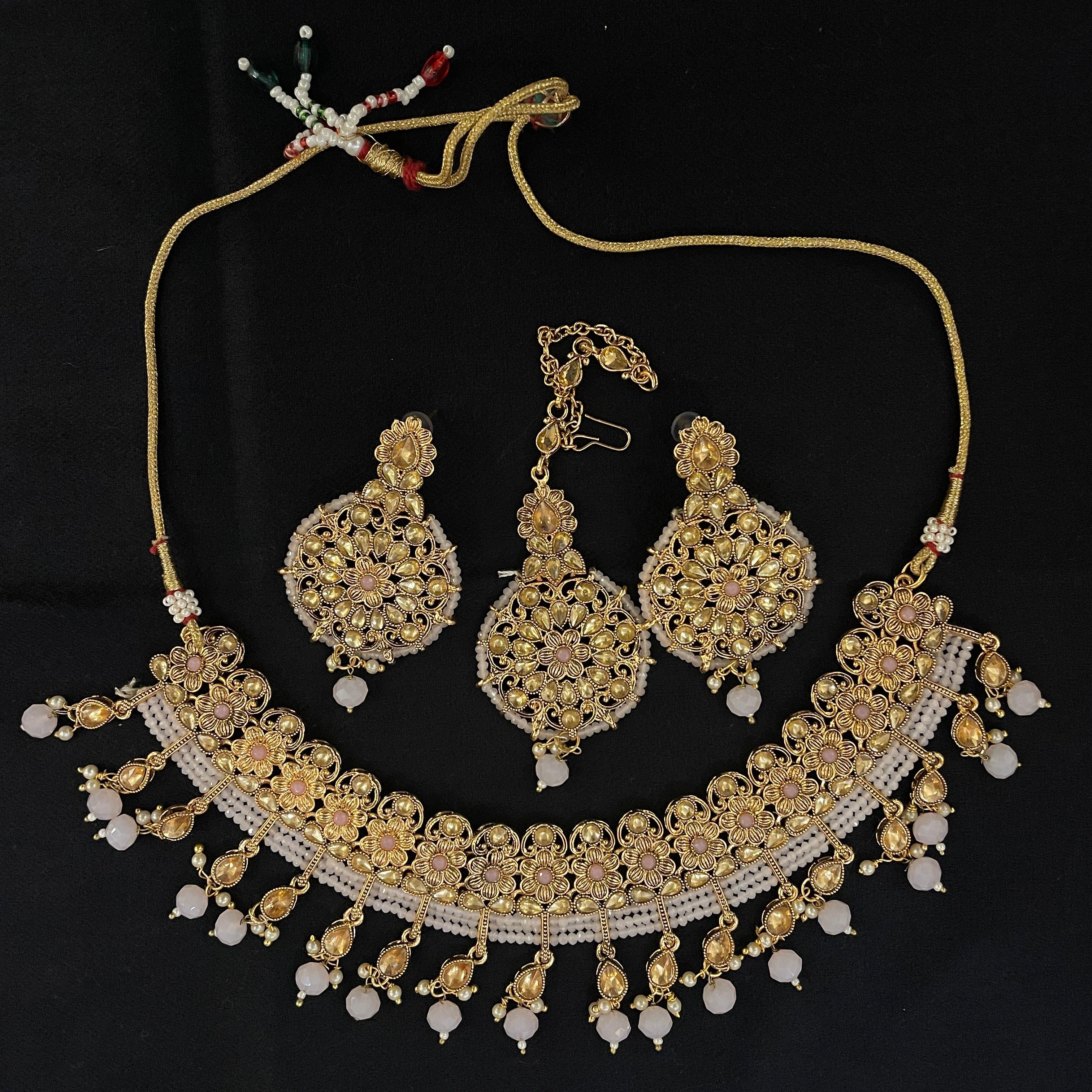 DT Flower Beaded Necklace Sets - Vintage India NYC