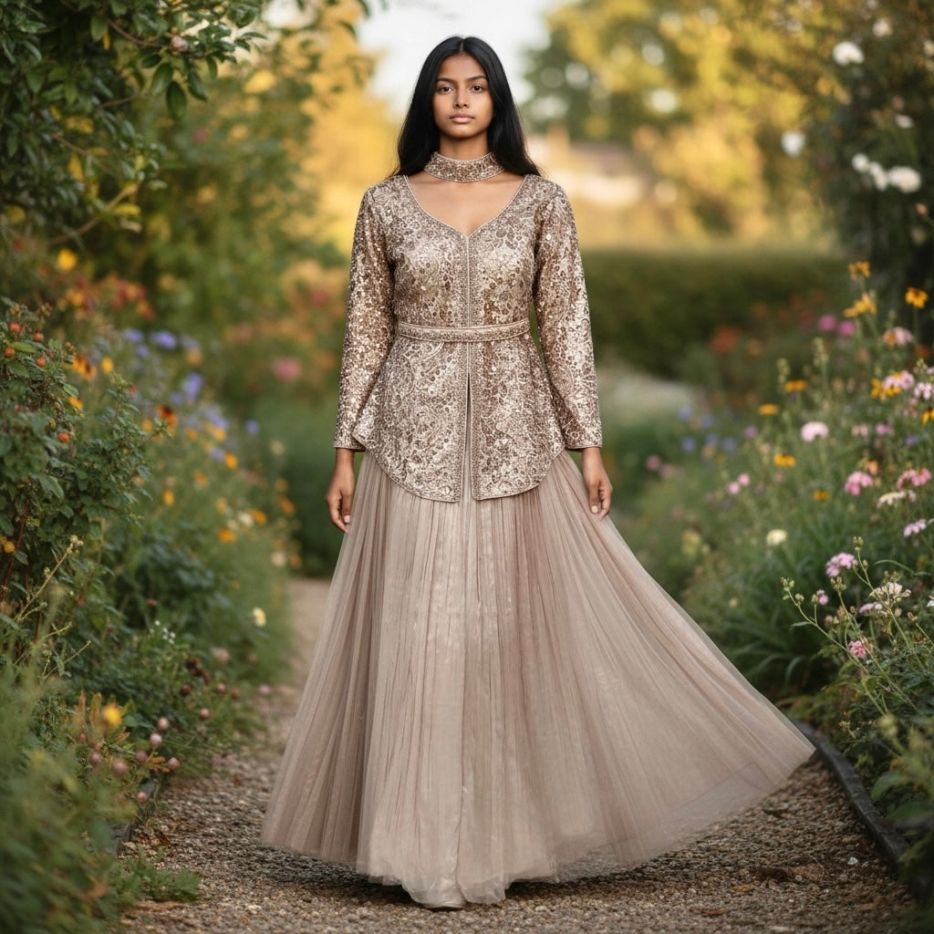 Long Blouse Lehenga Set -3 Colors