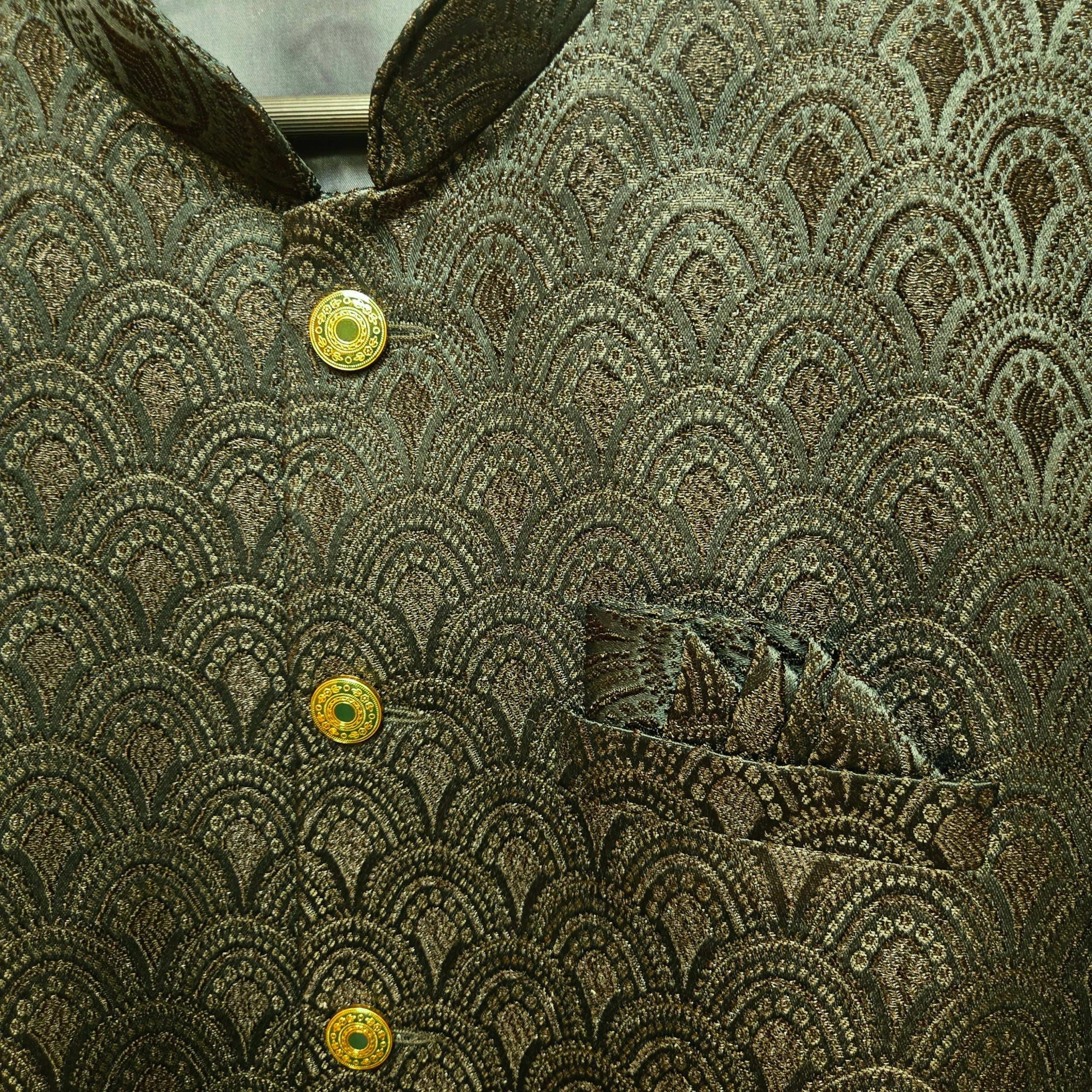 Forest Scallop Sherwani - Vintage India NYC