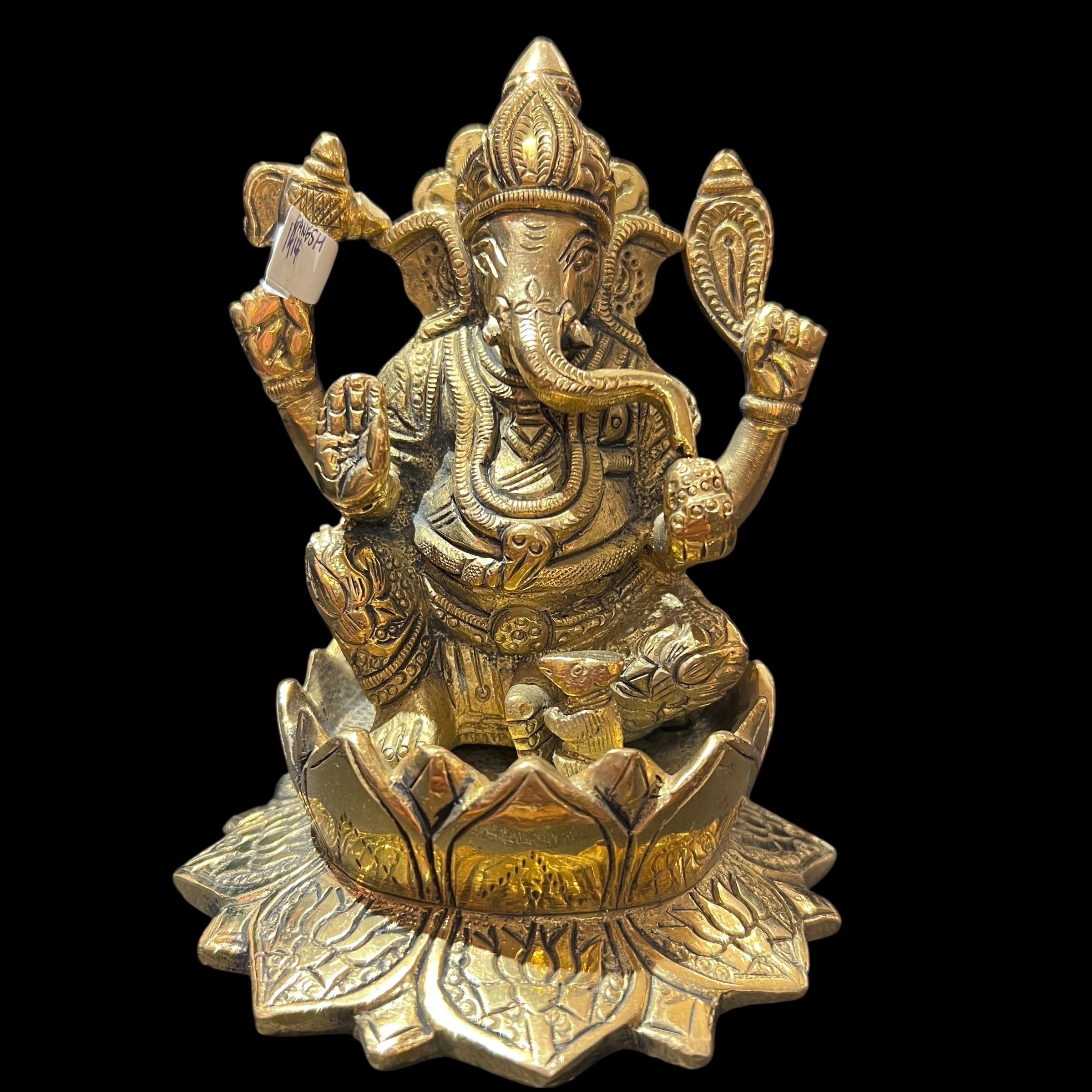GM Brass Ganesh 1414-5.25in - Vintage India NYC