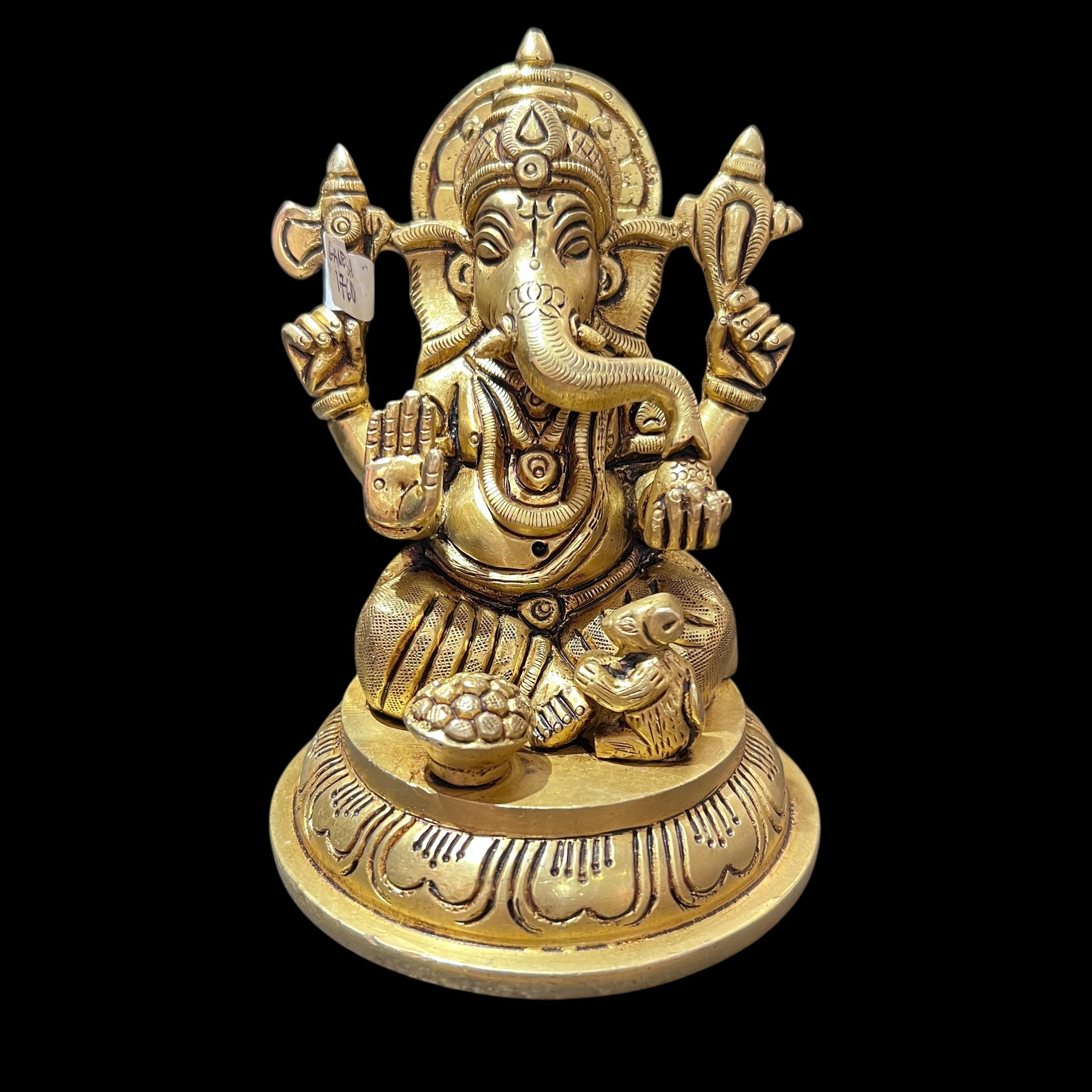 GM Brass Ganesh 1760-4.75in - Vintage India NYC
