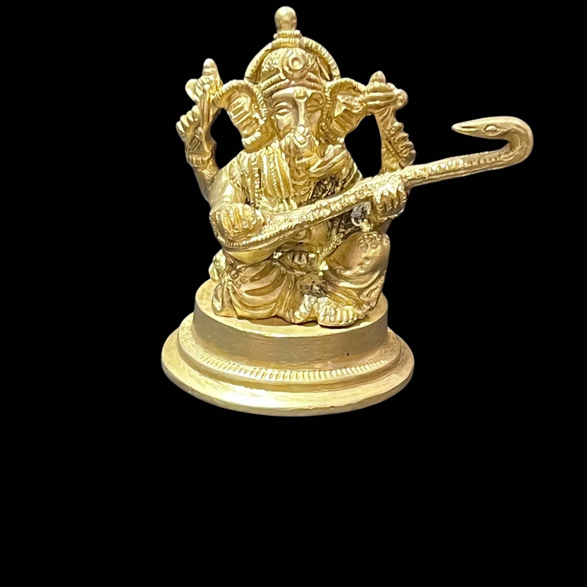 Brass Ganesh 188-Musicians - Vintage India NYC