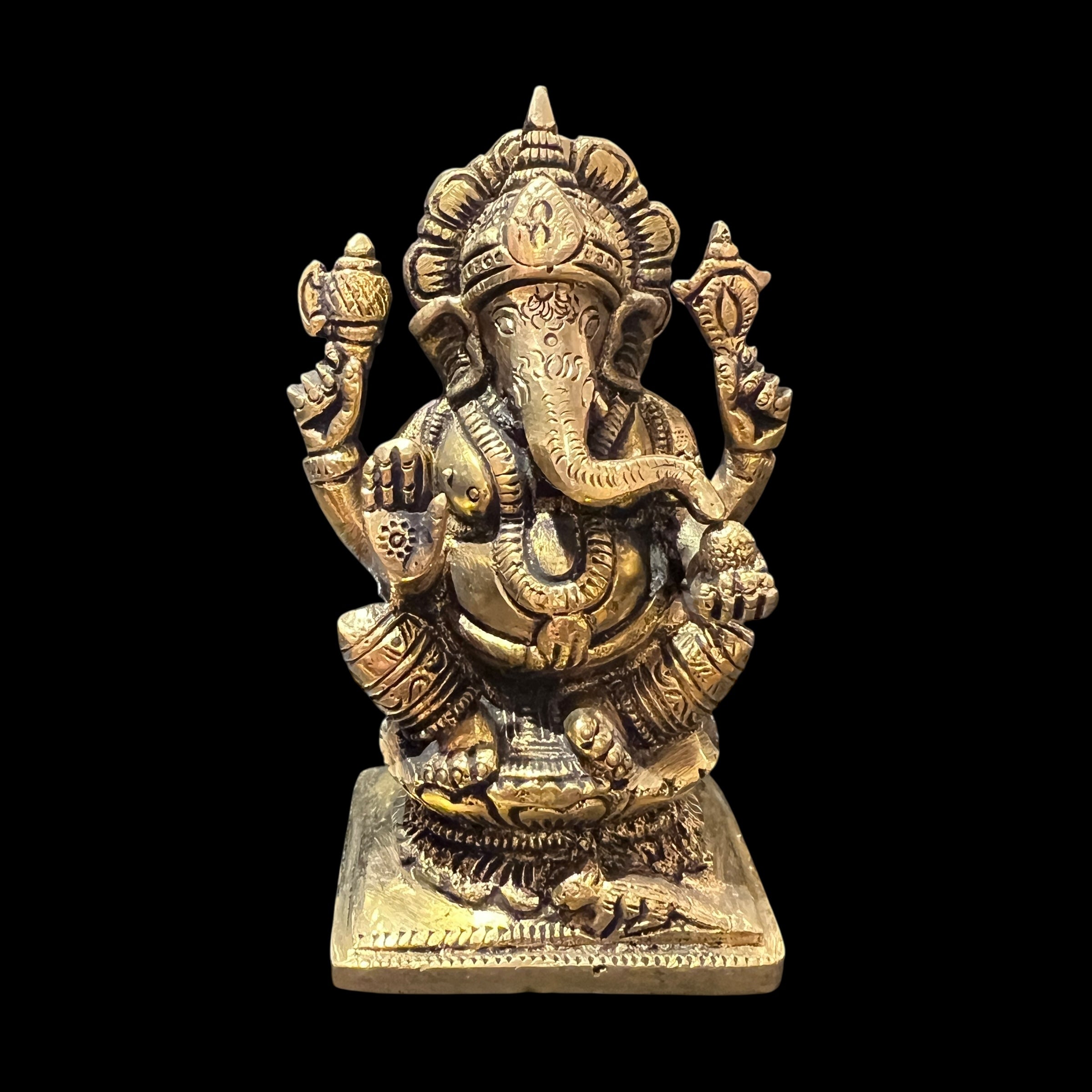 GM Brass Ganesh 882-4.5in - Vintage India NYC