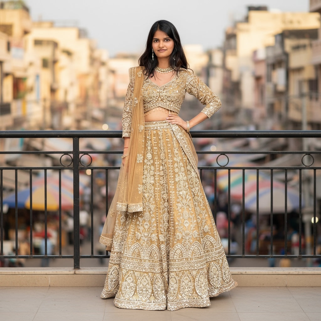 Handwork Heavy Work Semi Bridal Lehenga Sets-4 Colors