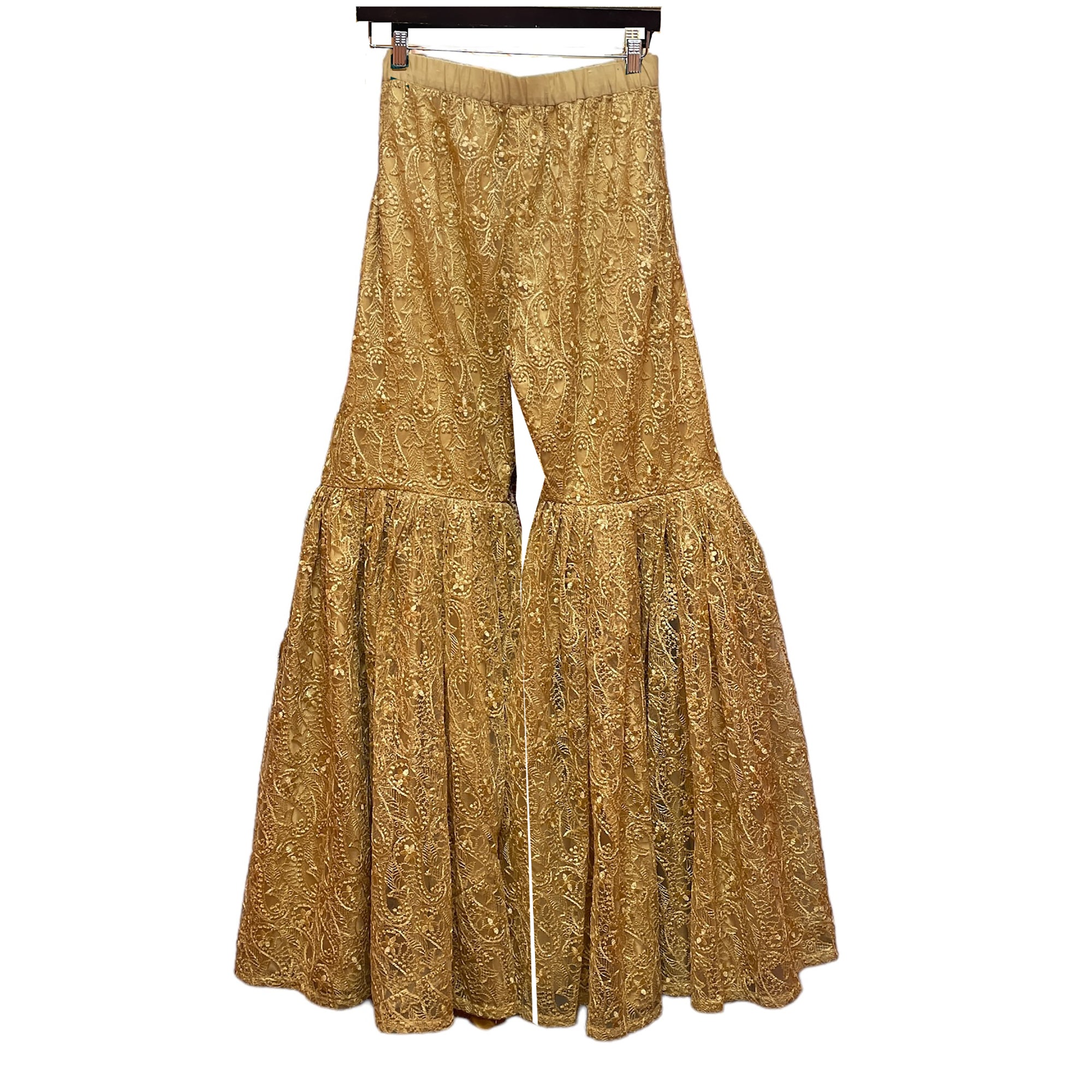 Handmade Gold Lace Gharara Pants - Vintage India NYC
