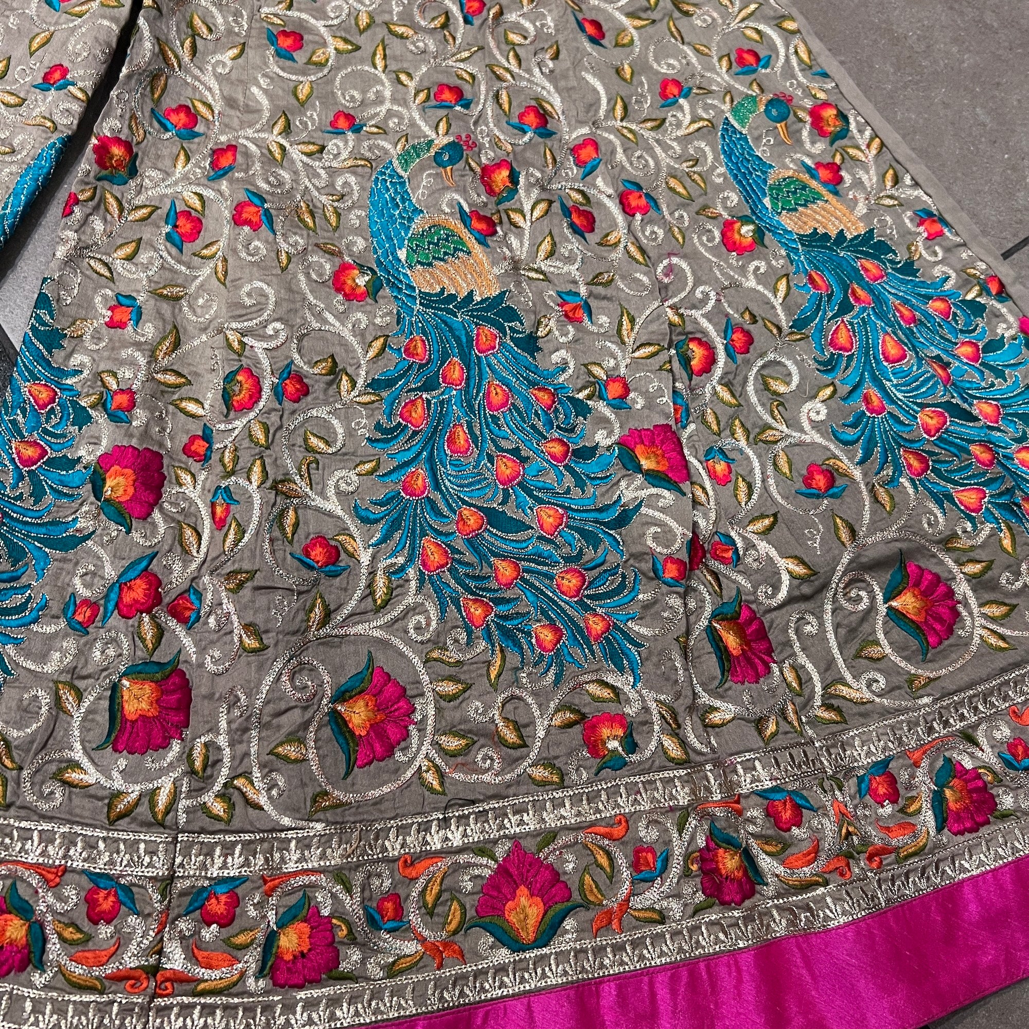 Gold Embroidered Peacock Sharara Set