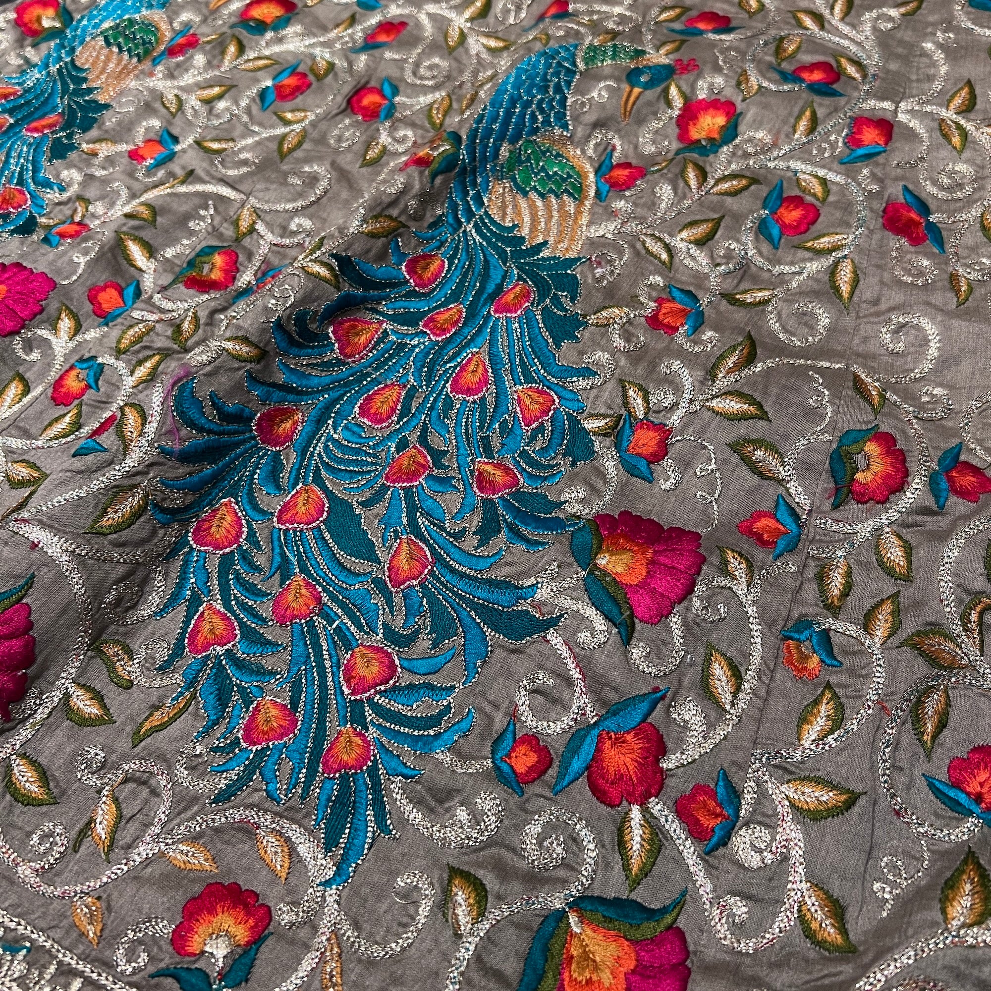 Gold Embroidered Peacock Sharara Set