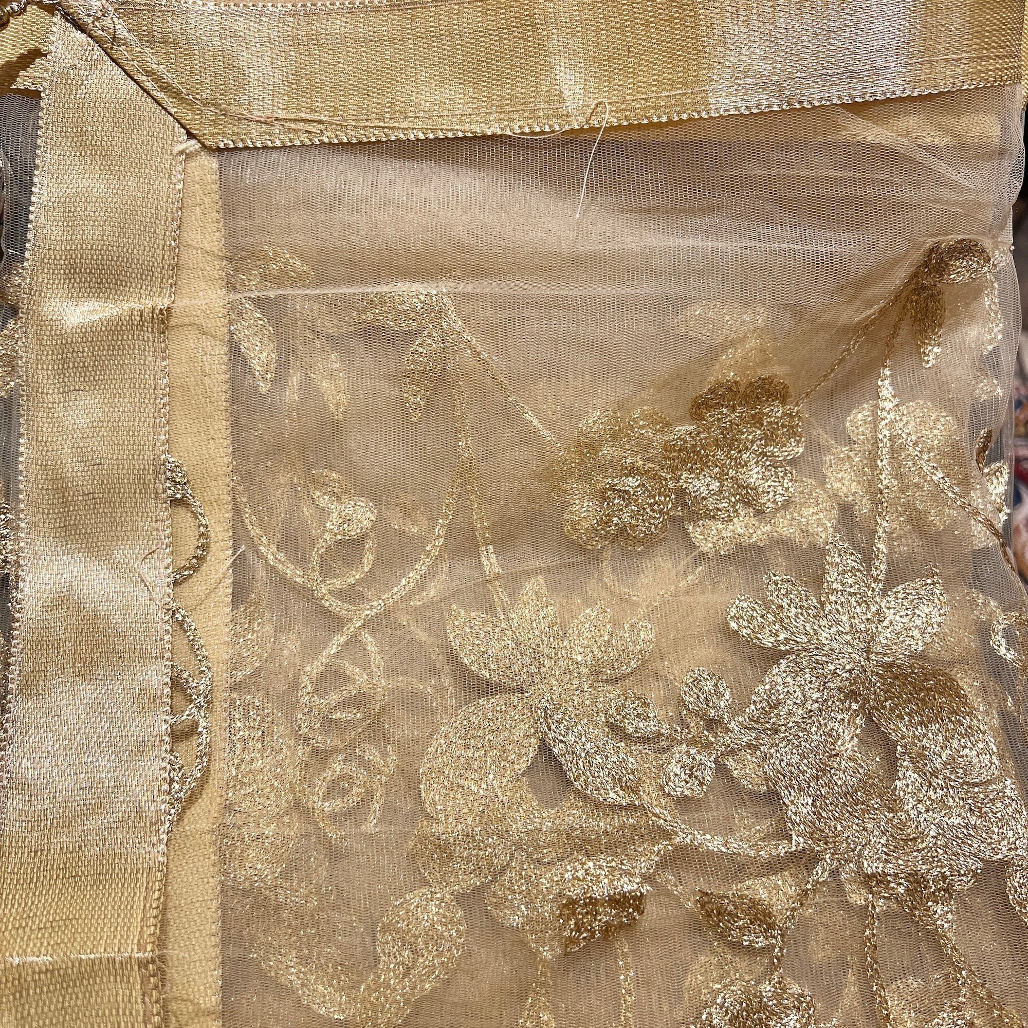 Gold Zari Embroidered Dupatta-2 Styles - Vintage India NYC