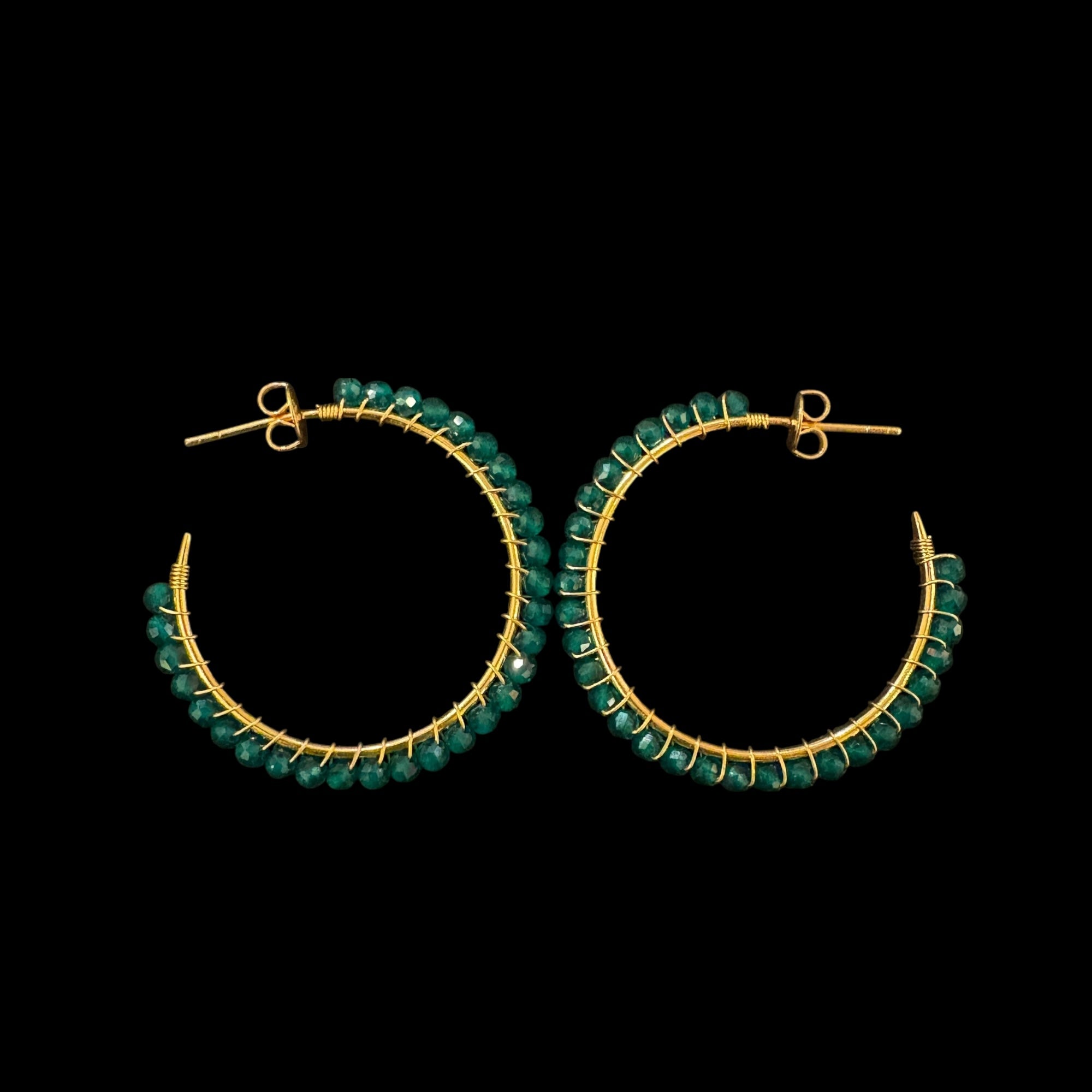 MK Semi Precious Gemstone Hoop Earrings-Colors - Vintage India NYC