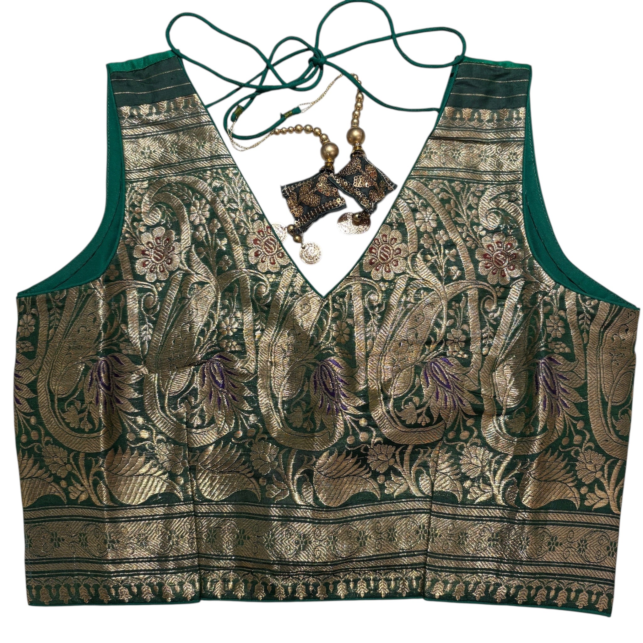 Brocade & Embroidered Saree Blouses-25-Size 32 - Vintage India NYC