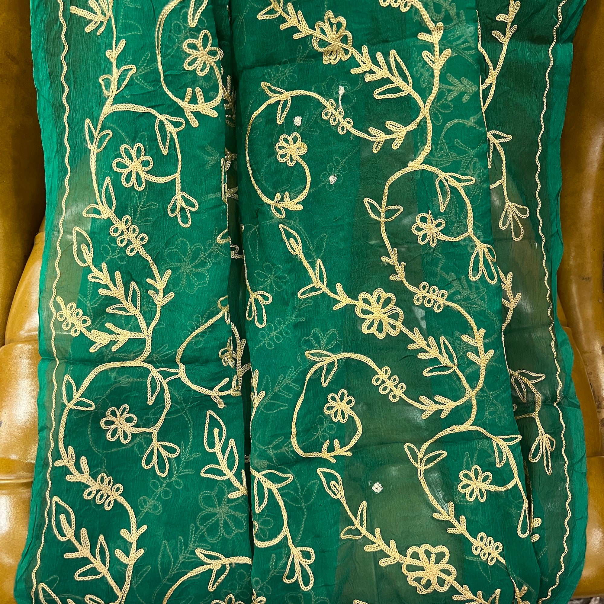 Green W Gold Embroidered Dupatta 9044