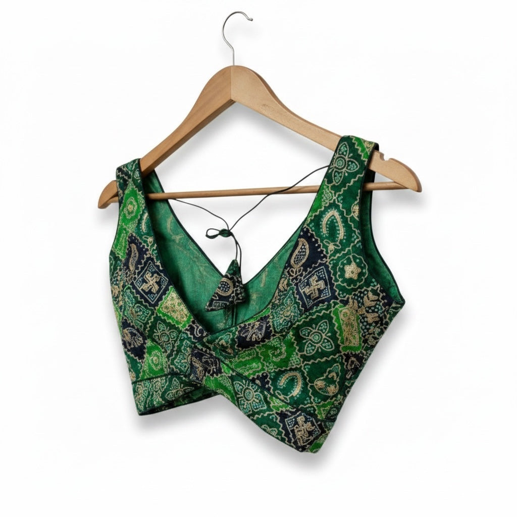 Embroidered Patch Choli Blouse-2 Colors - Vintage India NYC