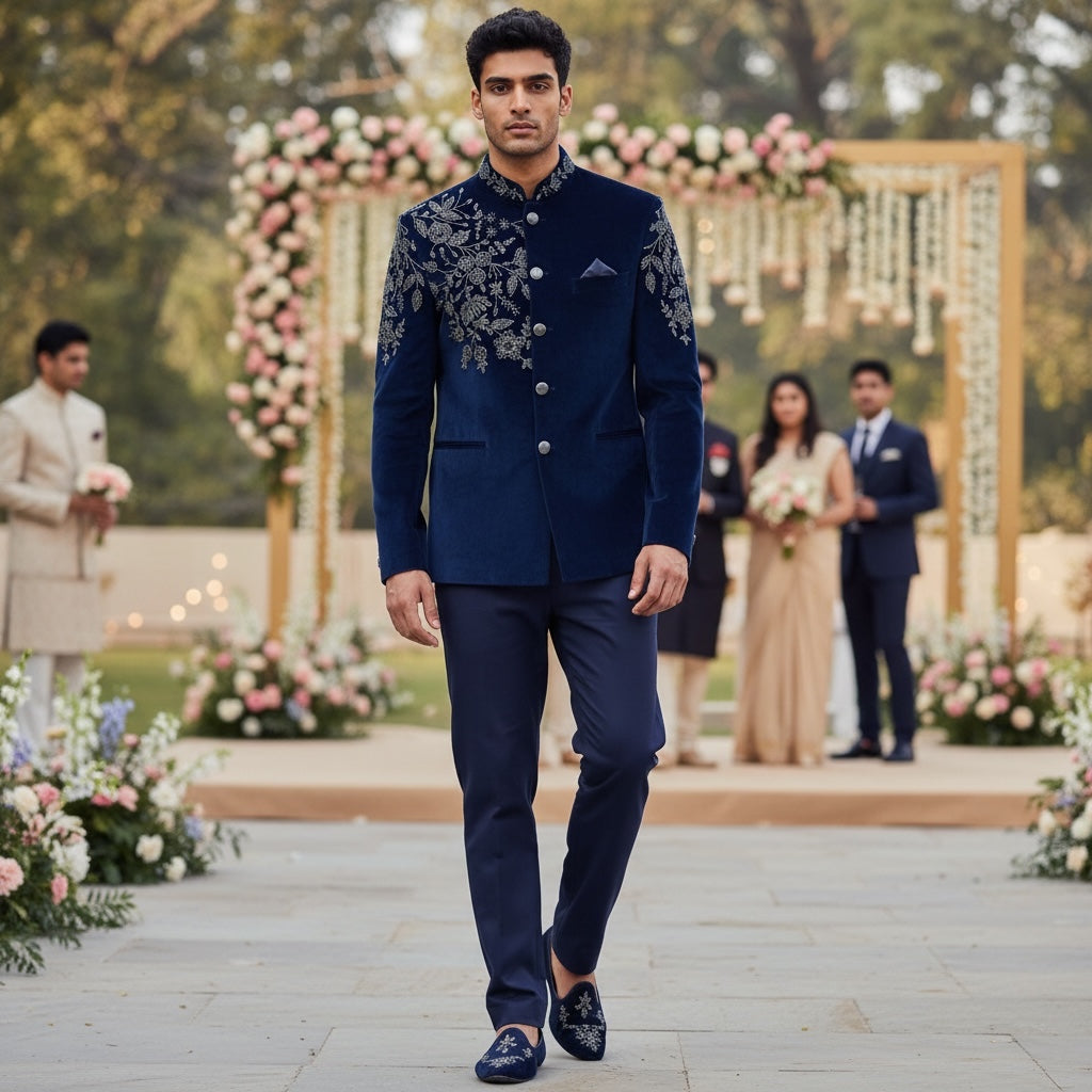 Hand Beadwork Velvet Jodhpuri