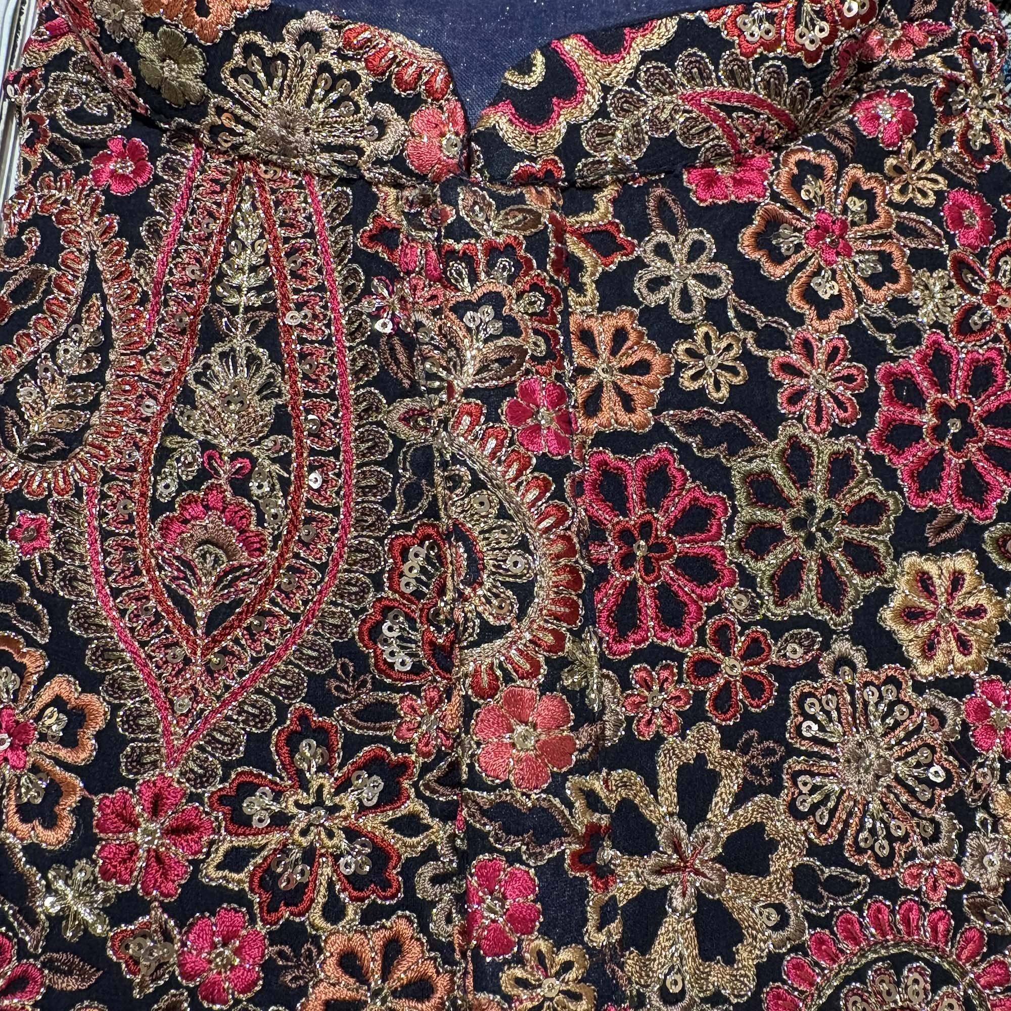 Navy Heavy Embroidered Kurta