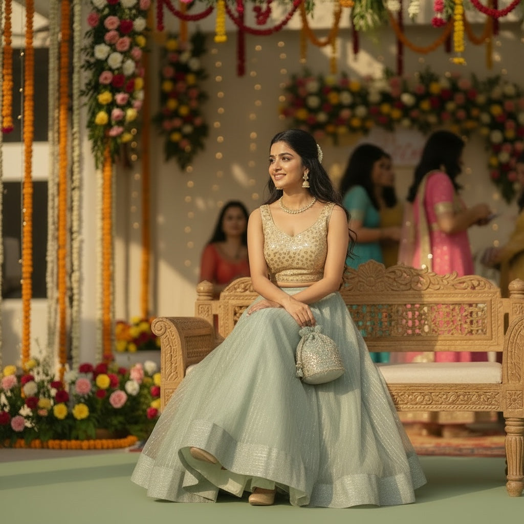 DT Iridescent  Organza Lehengas - Colors - Vintage India NYC