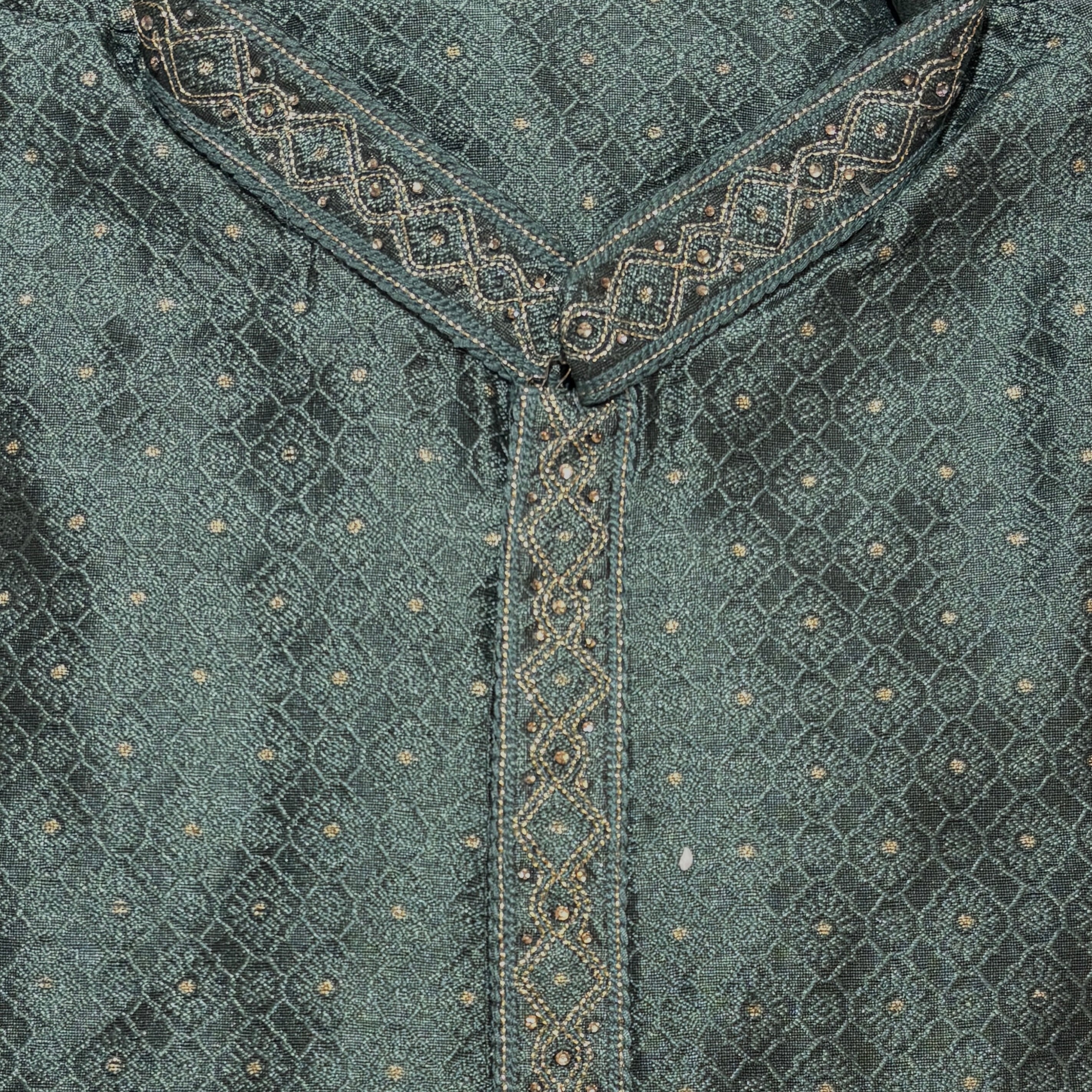 Pine Tile Jacquard Kurta - Vintage India NYC