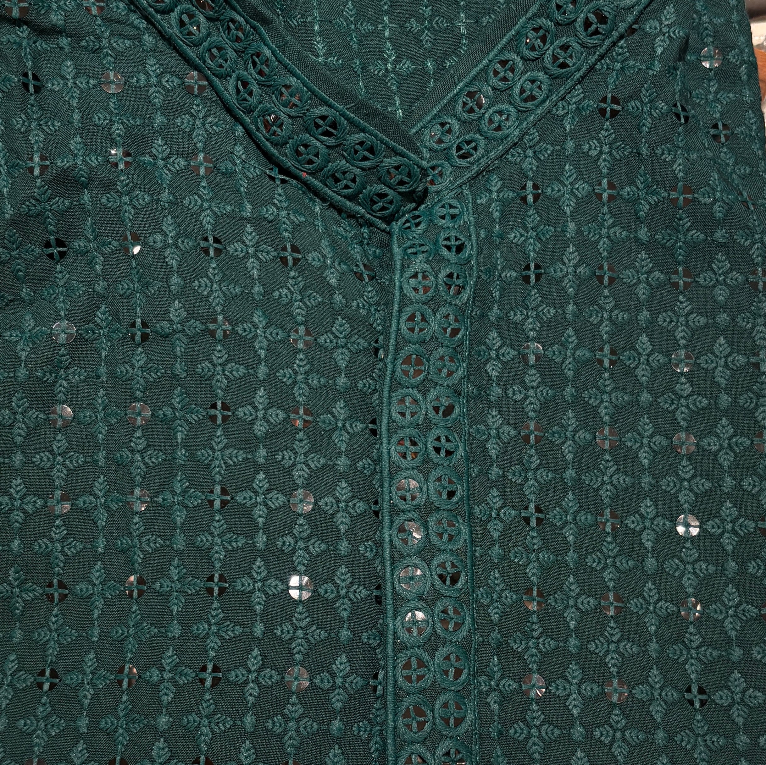 Forest Tile Lucknowi Kurta - Vintage India NYC