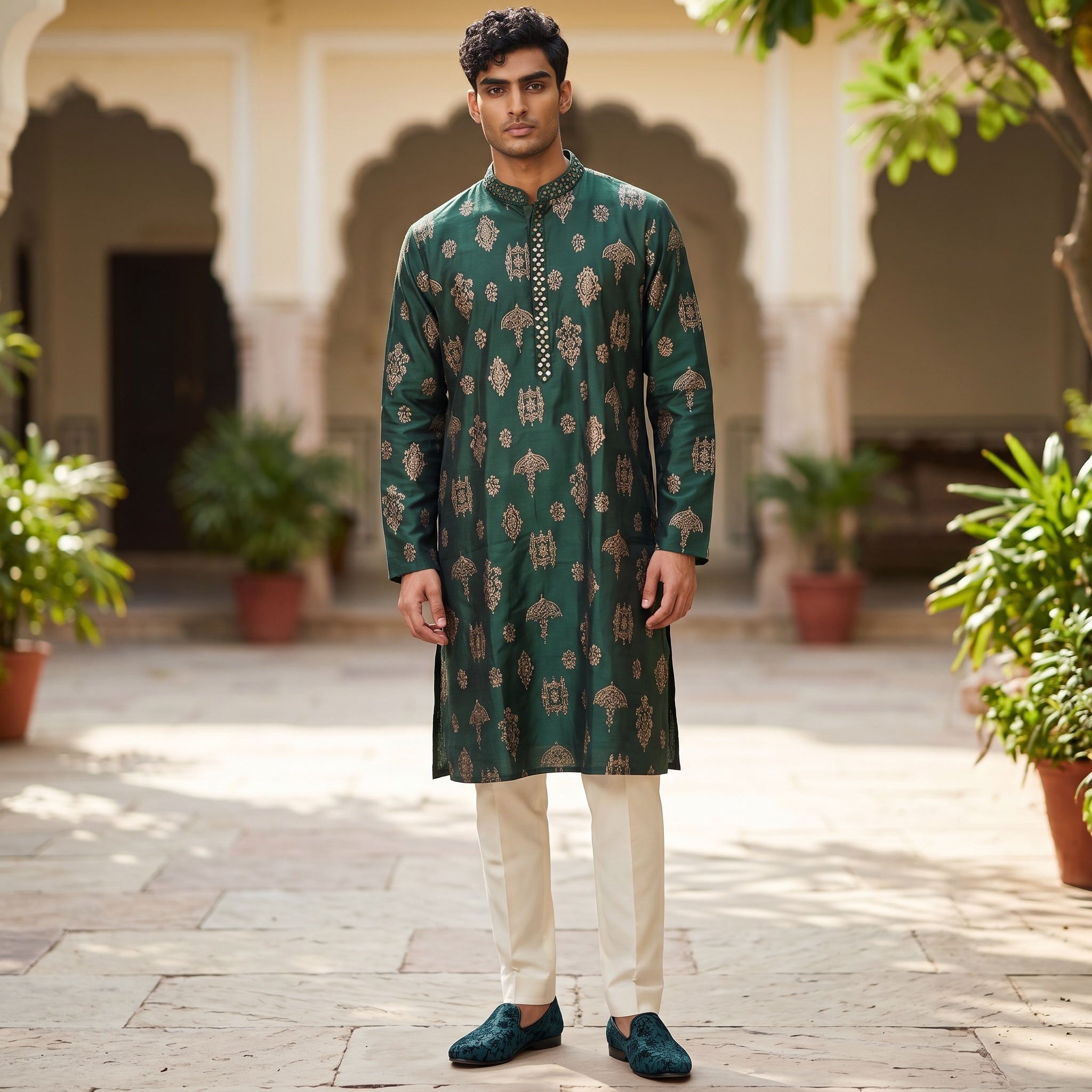 Chhata Motif Kurtas-Colors - Vintage India NYC