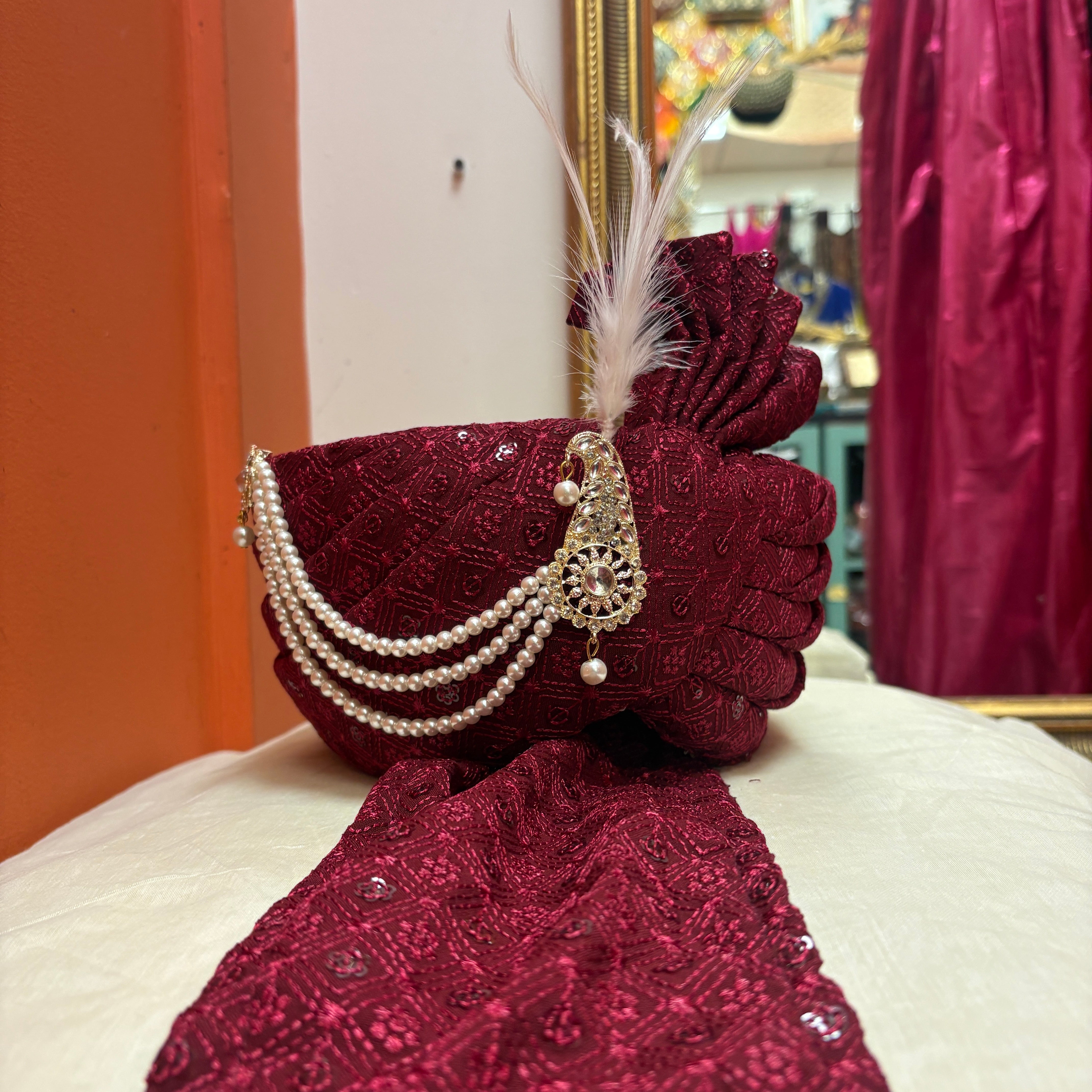 YD Merlot Lucknowi Pagadi Turban - Vintage India NYC