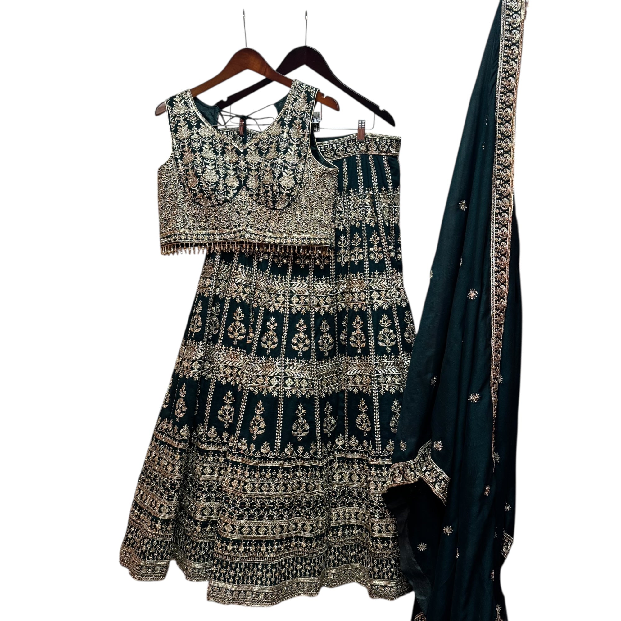 Forest Heavy Gold Embroidered  Lehenga Set