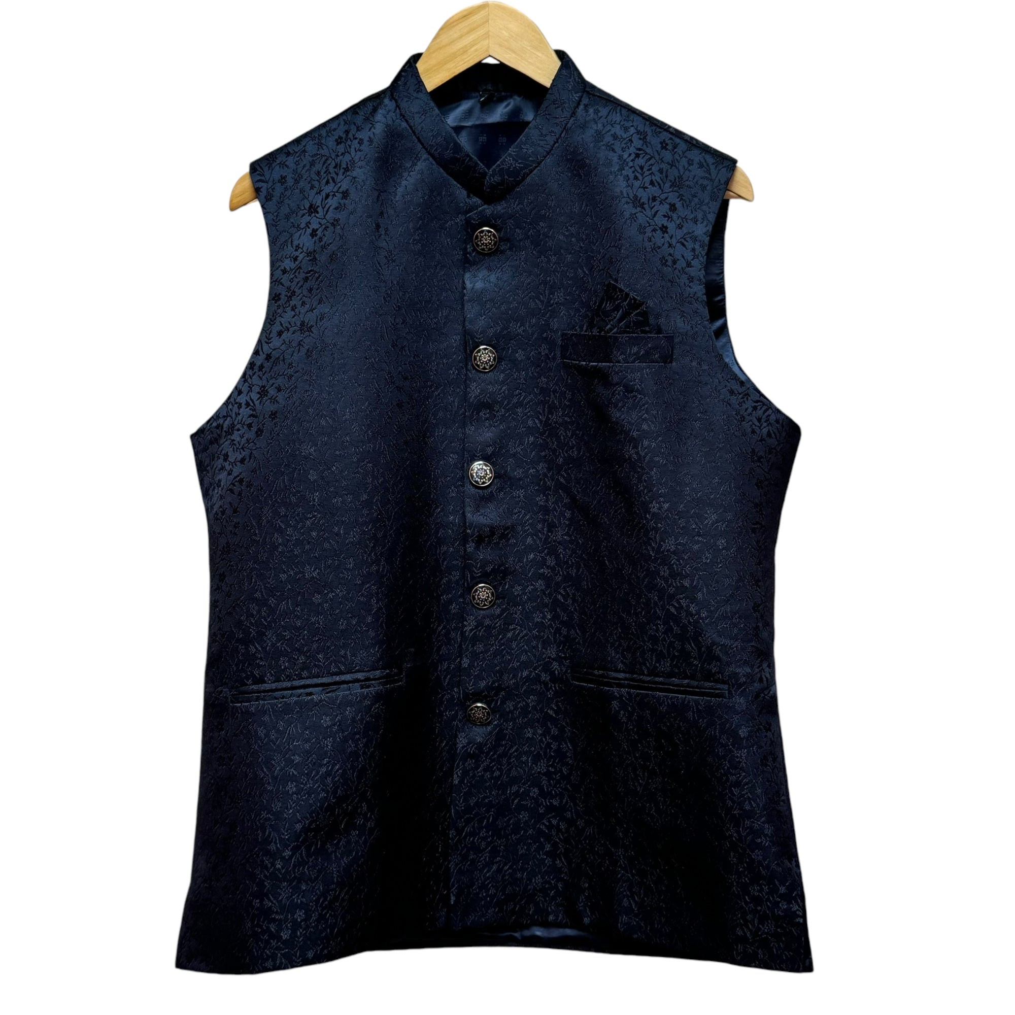 Navy Floral Jacquard Vest